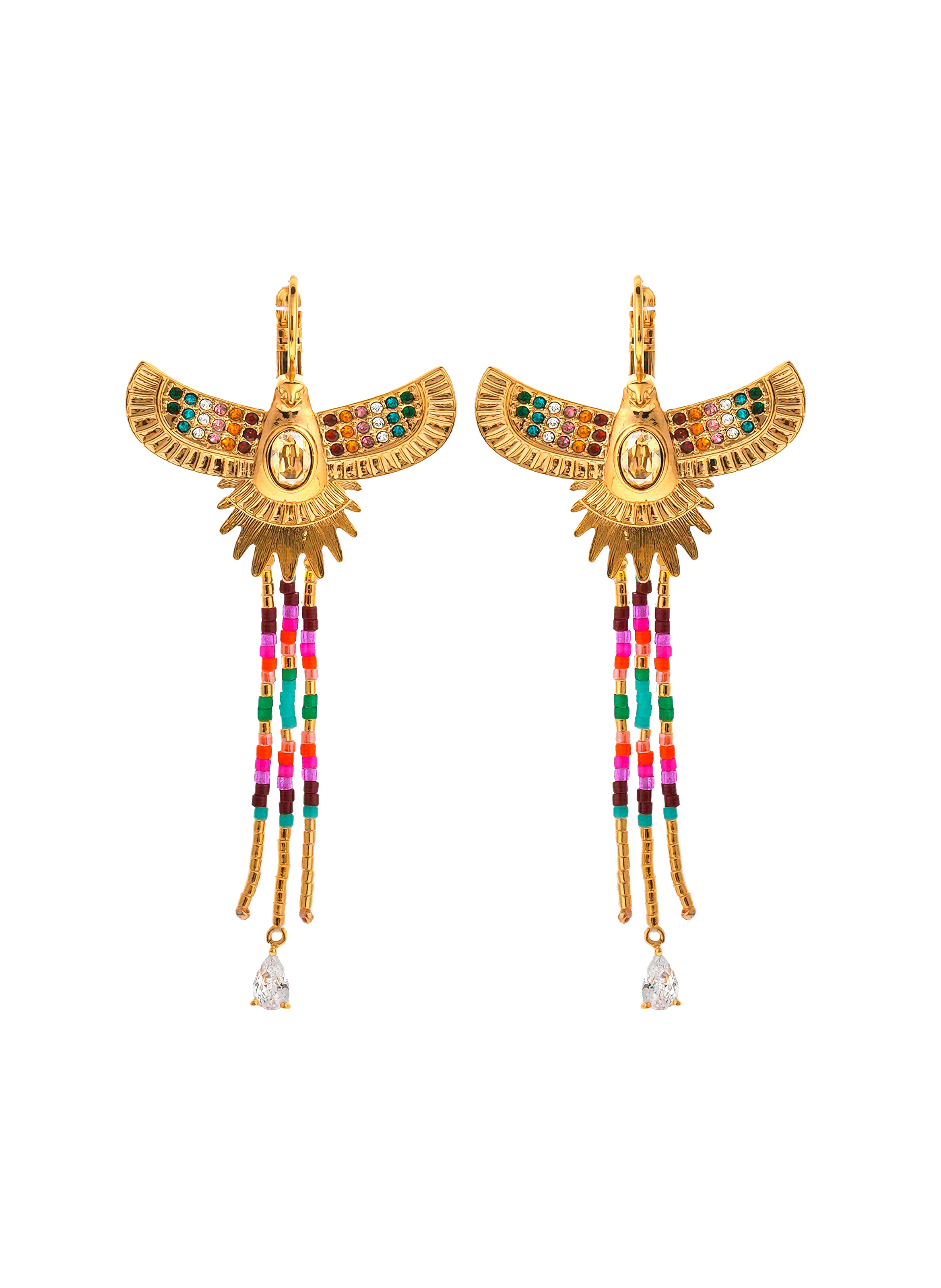 Boucles d'oreilles avec cabochon central et chaînes de perles teresina HIPANEMA Multicolore