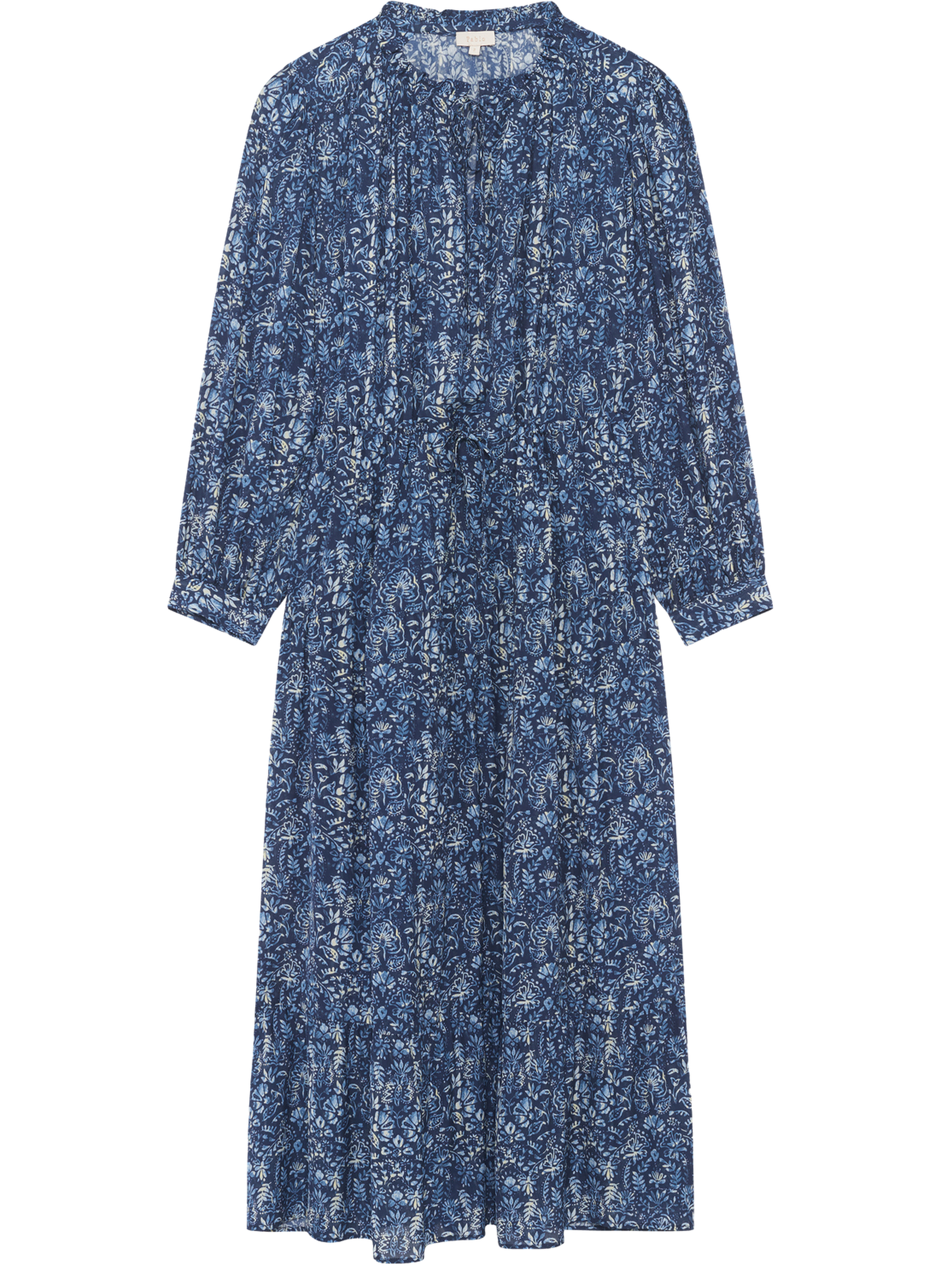 Robe longue imprimé végétal - lian PABLO Bleu