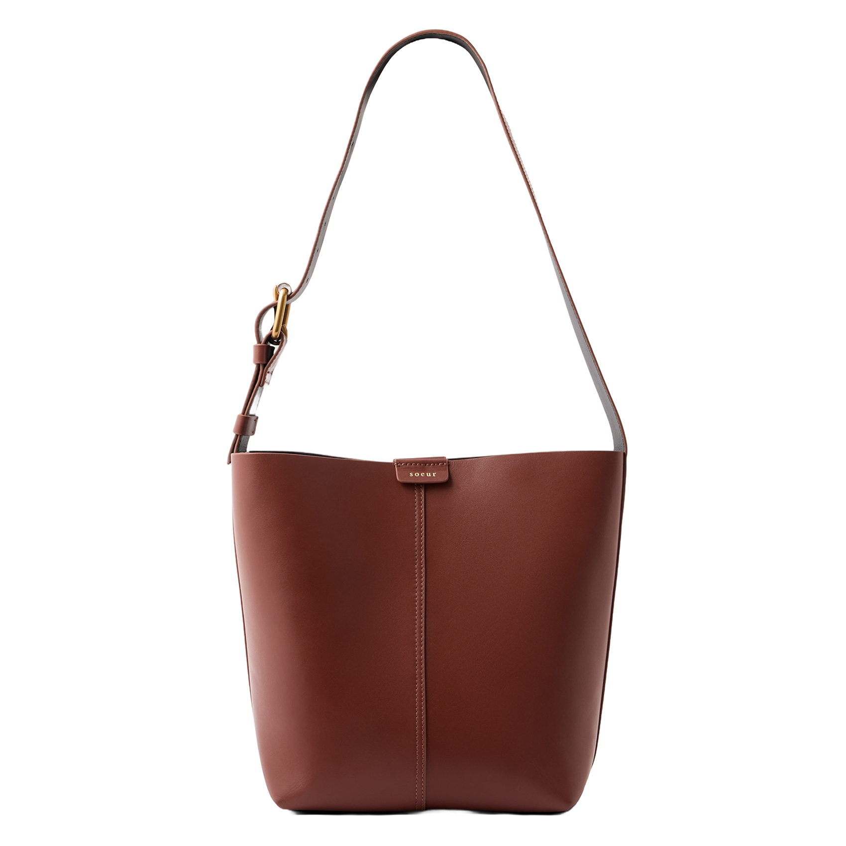 Sac seau en cuir saudade mini SOEUR Marron