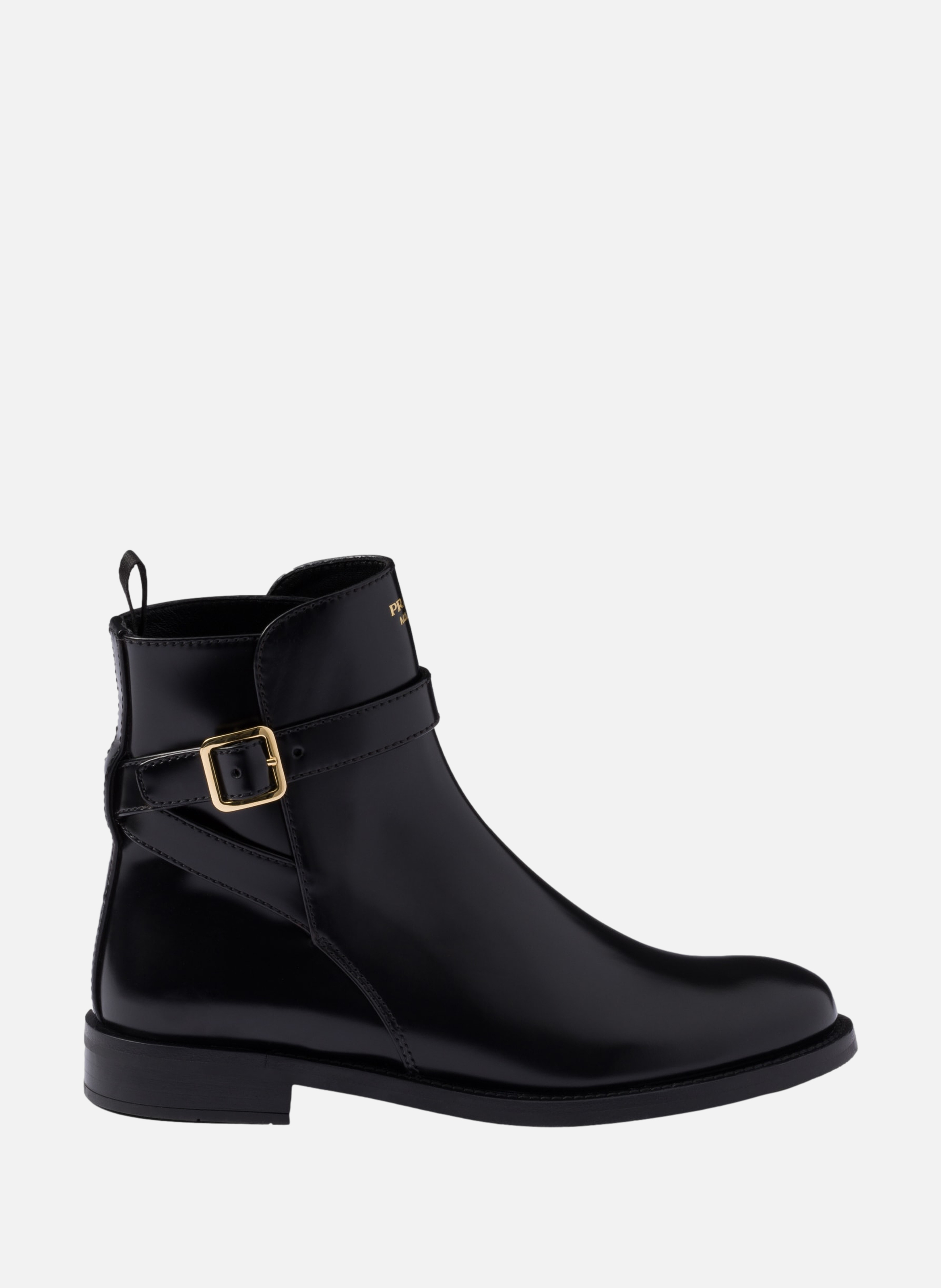 Bottines en cuir brossé avec bride PRADA Noir