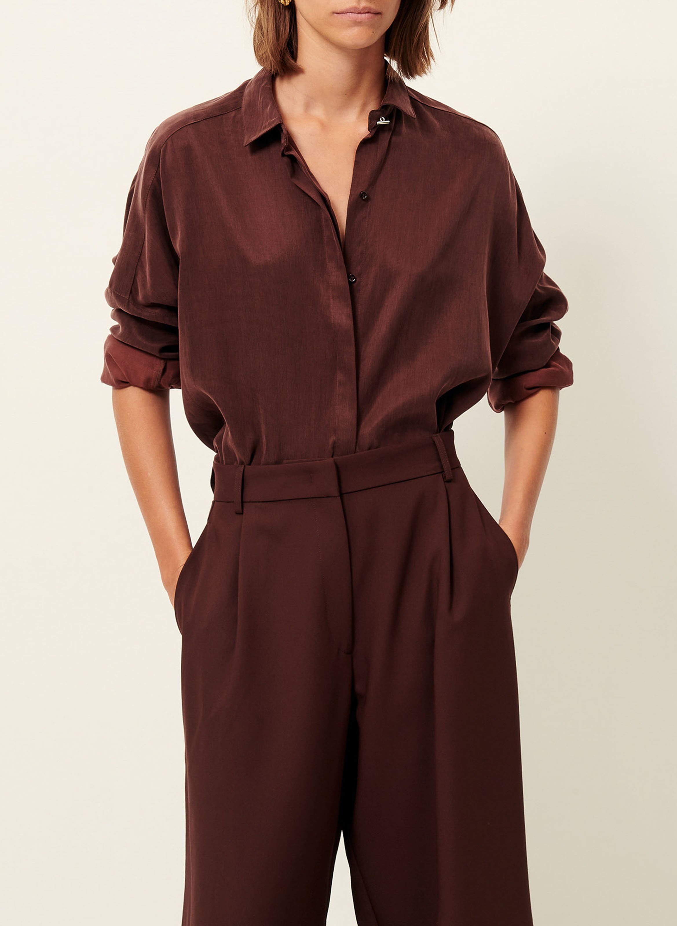 Chemise col classique satinée lady d SESSUN Marron