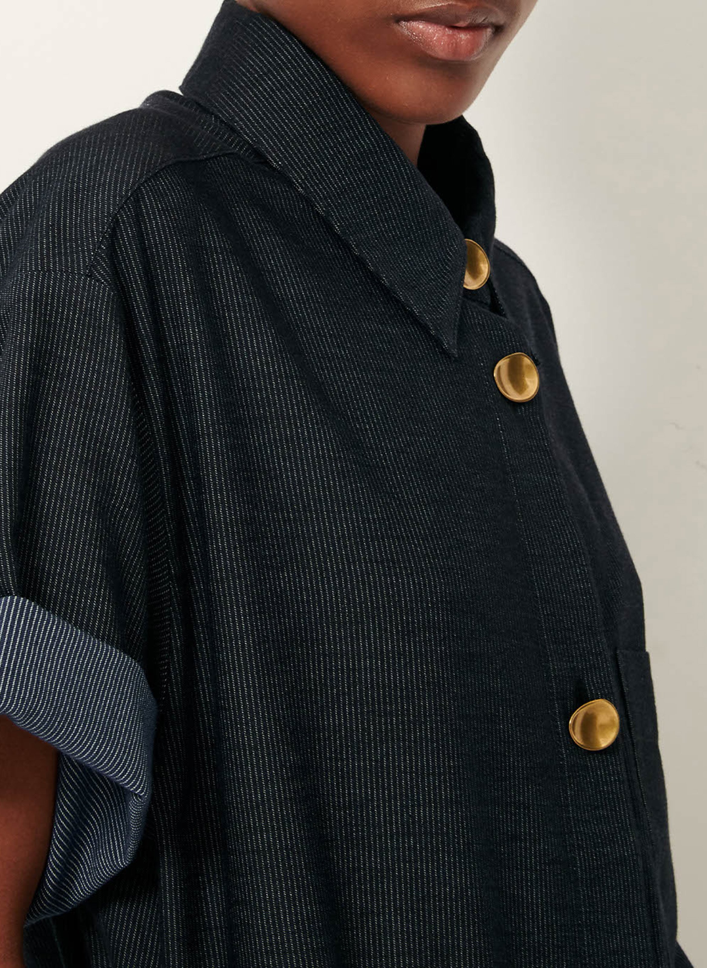 Chemise col classique en denim ka SESSUN Bleu