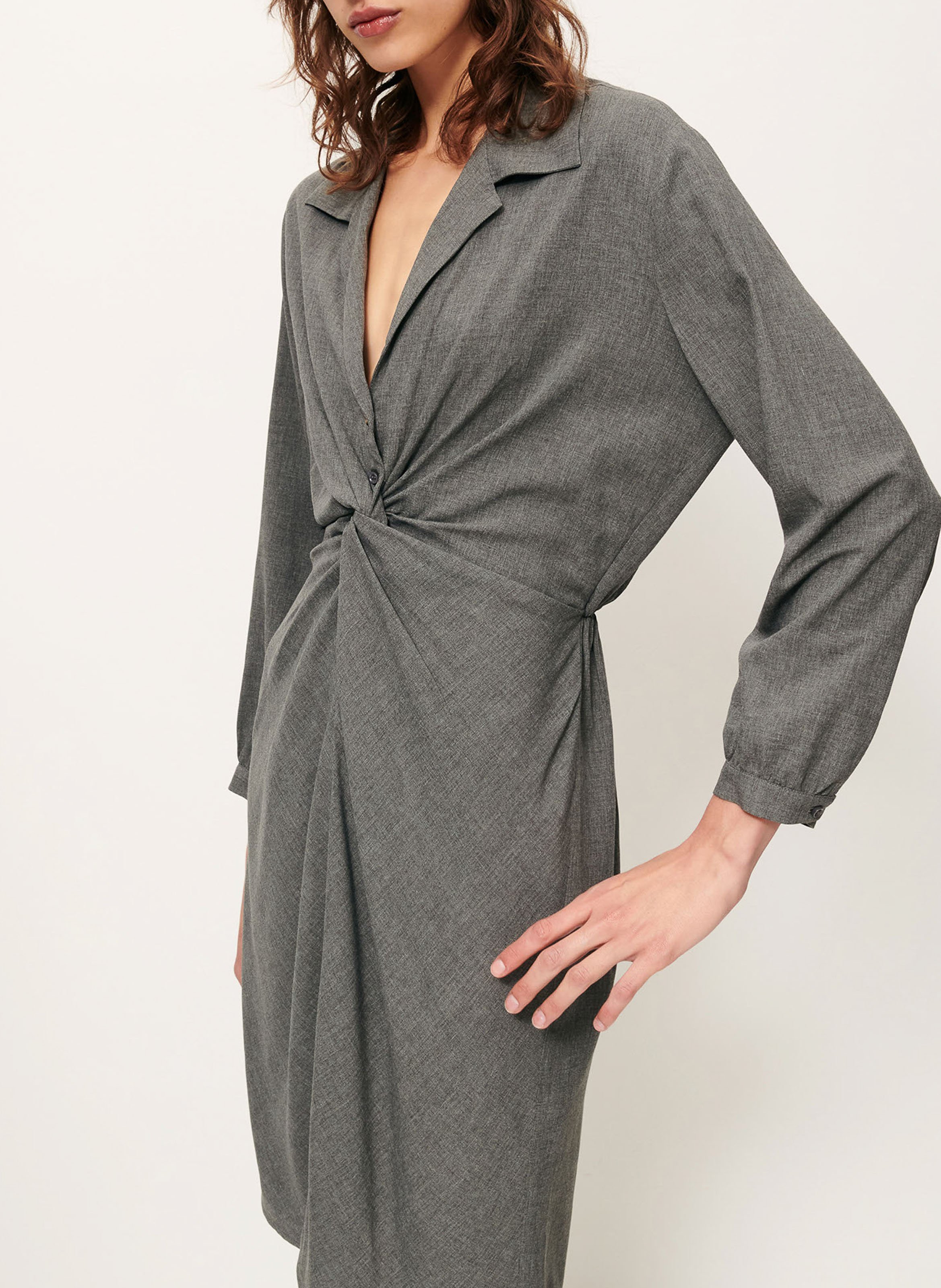 Robe chemisier mi-longue nouée holdi SESSUN Gris