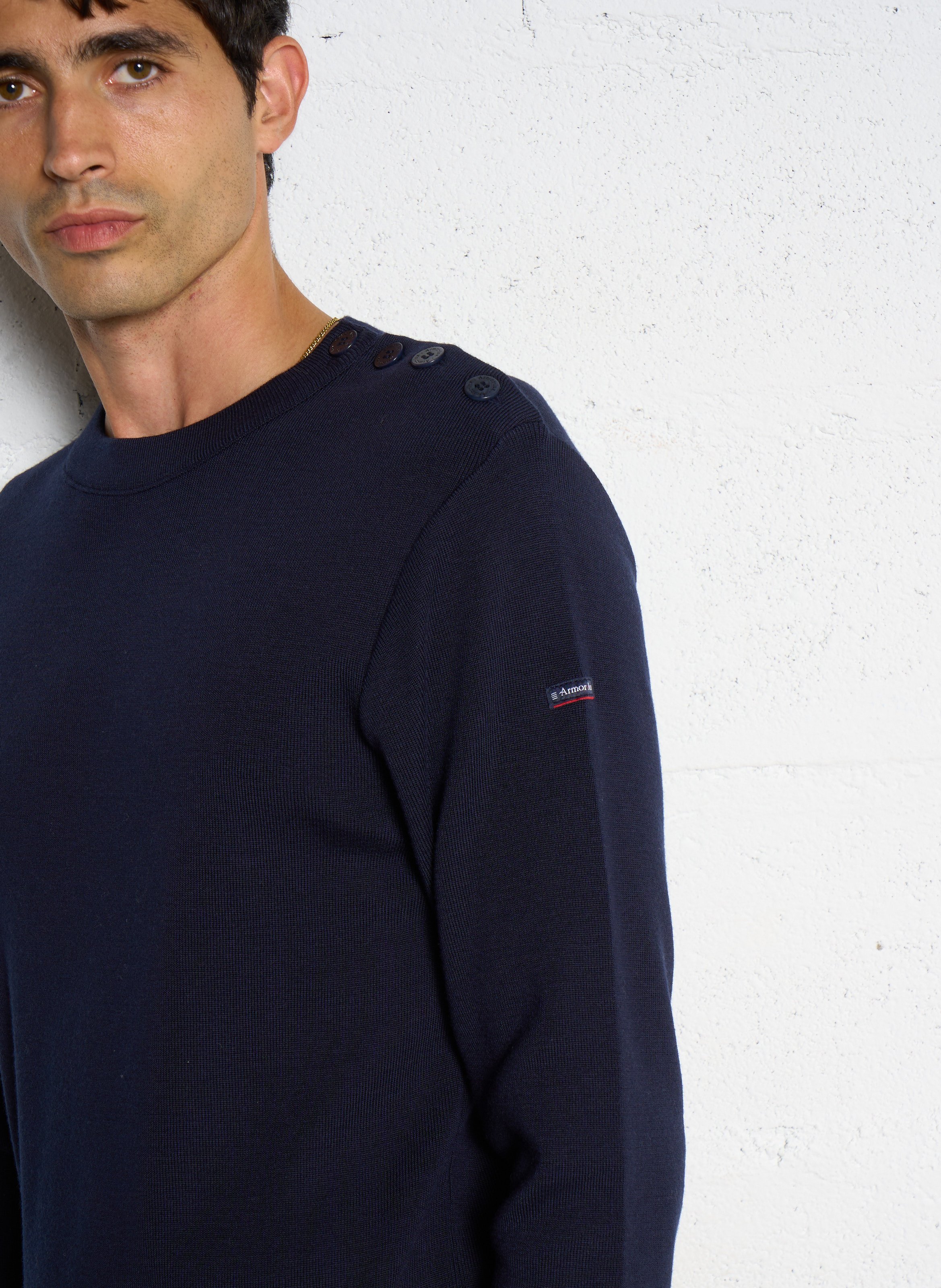 Pull col rond regular fit en laine goulenez ARMOR-LUX Bleu