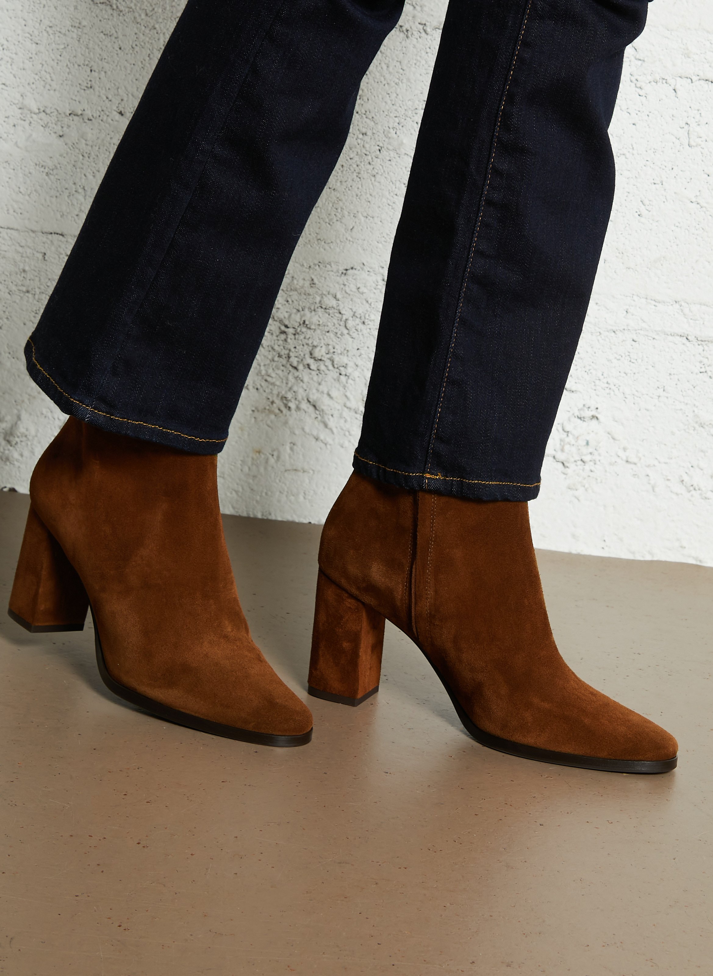 Bottines en cuir velours n°822 RIVECOUR Marron