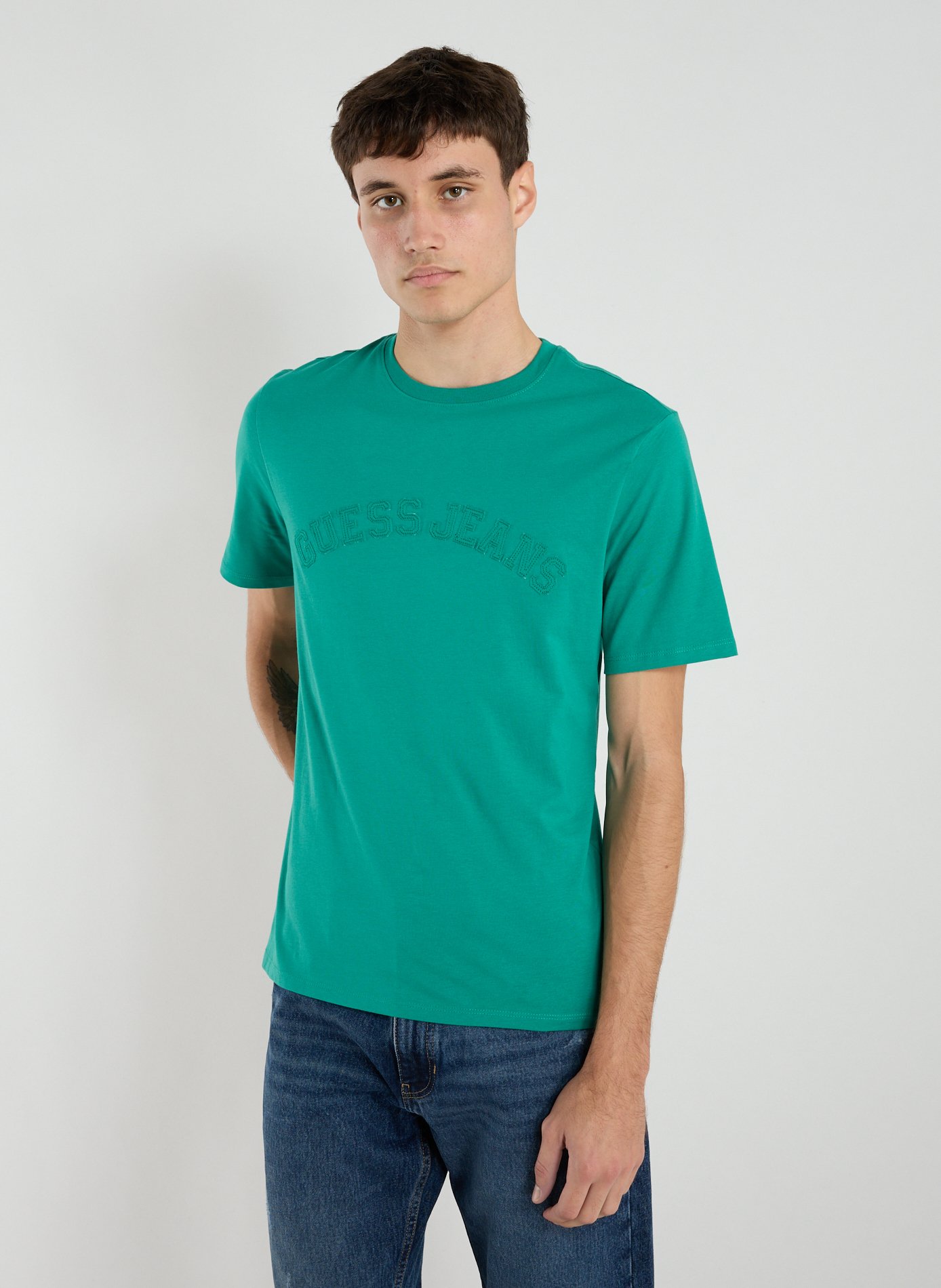 GUESS T-shirt logo brodé en coton Vert