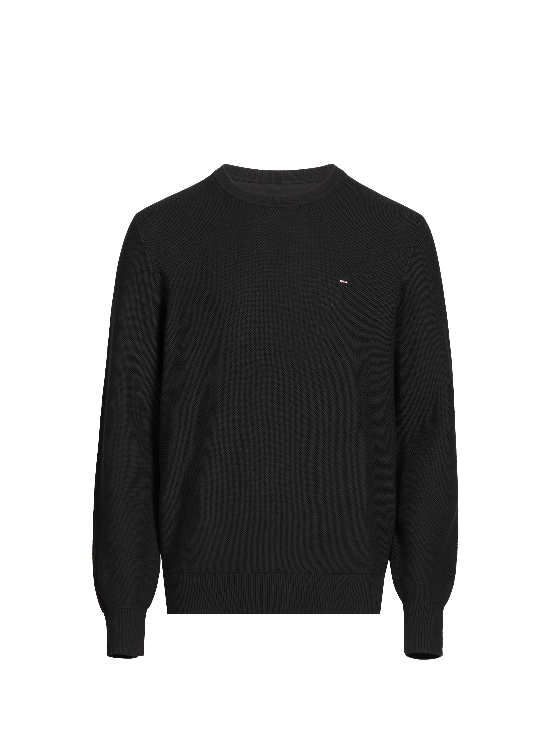 EDEN PARK Round neck sweater with cotton embroidery Black