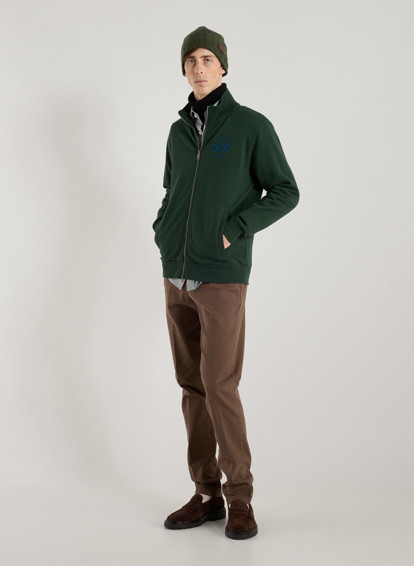 Sweatshirt à glissière en coton LA MARTINA Vert