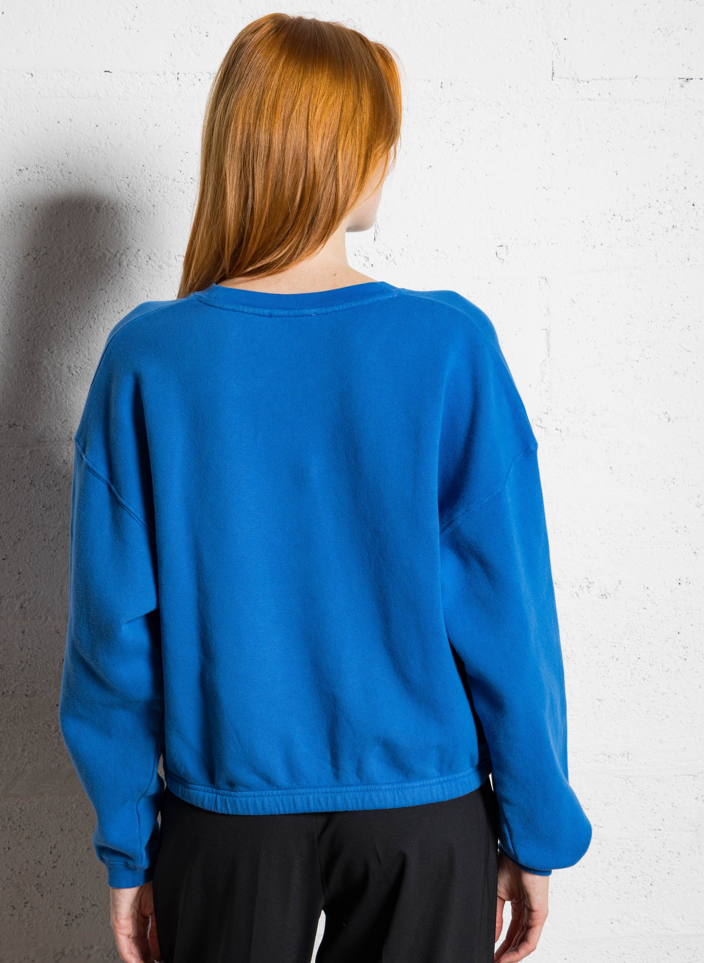 Sweat court col rond en coton mélangé izubird Bleu