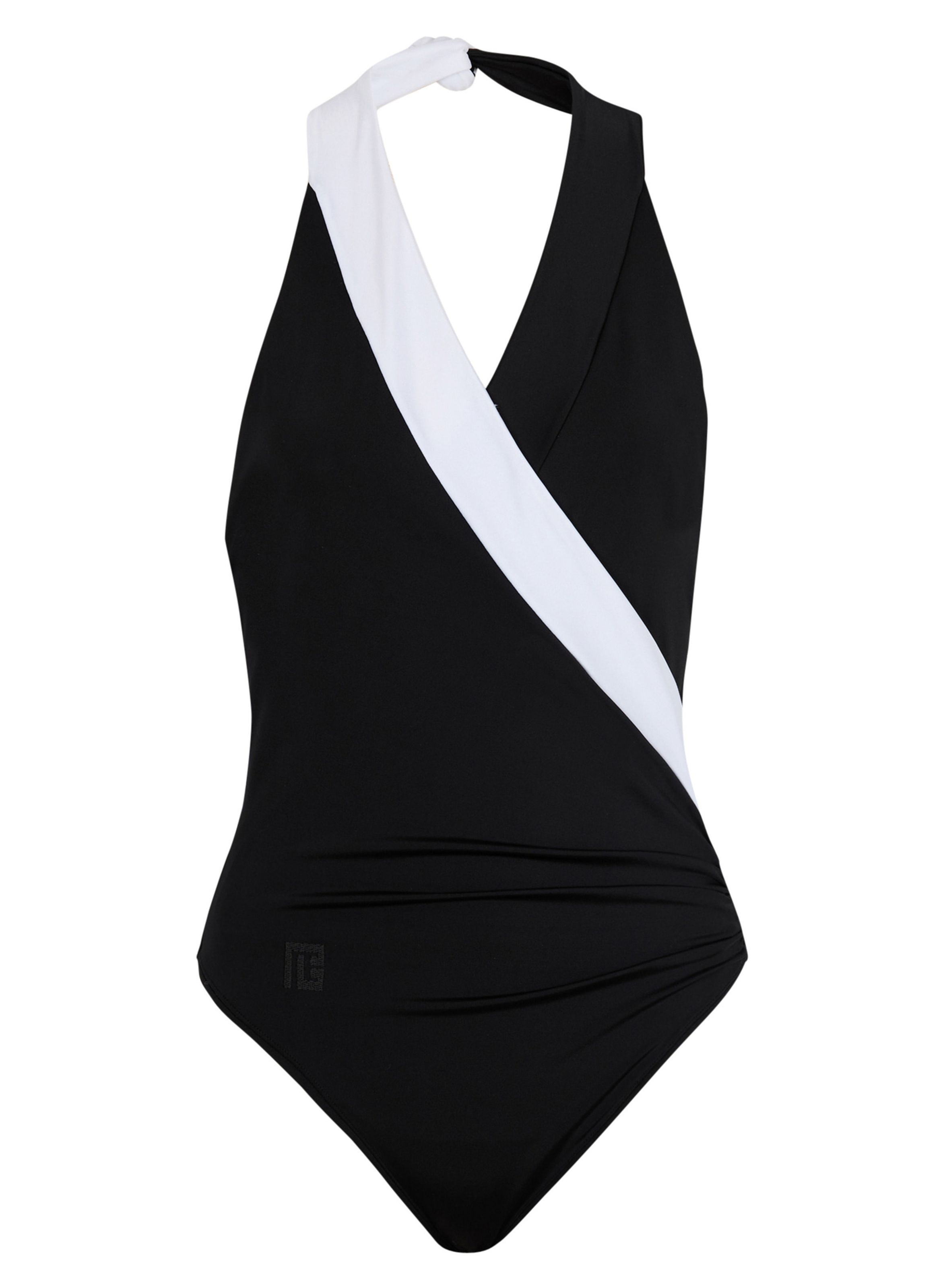 Maillot de bain 1 pièce bicolore BALMAIN Noir