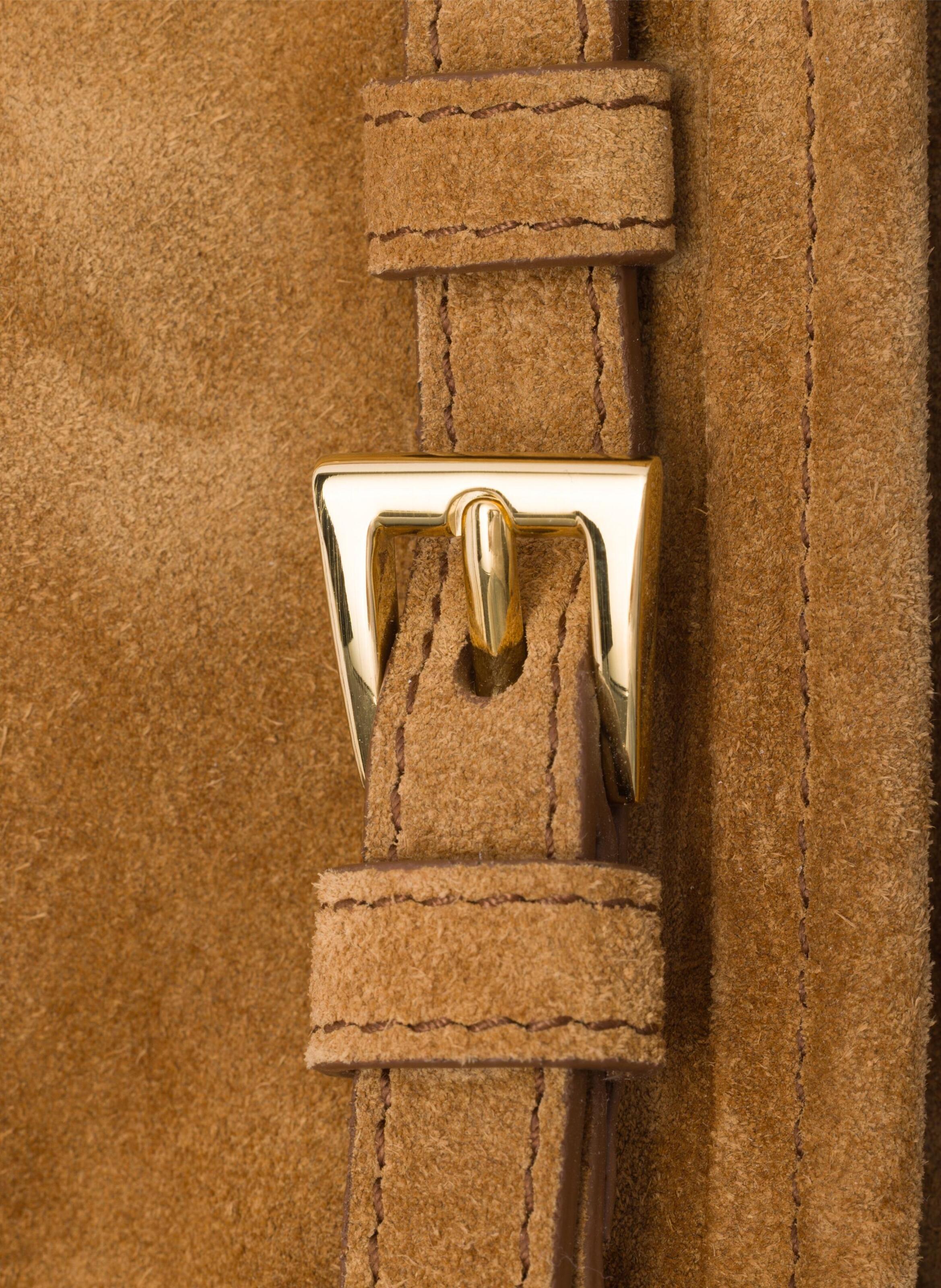 Petit sac porté épaule prada bonnie en daim PRADA Marron