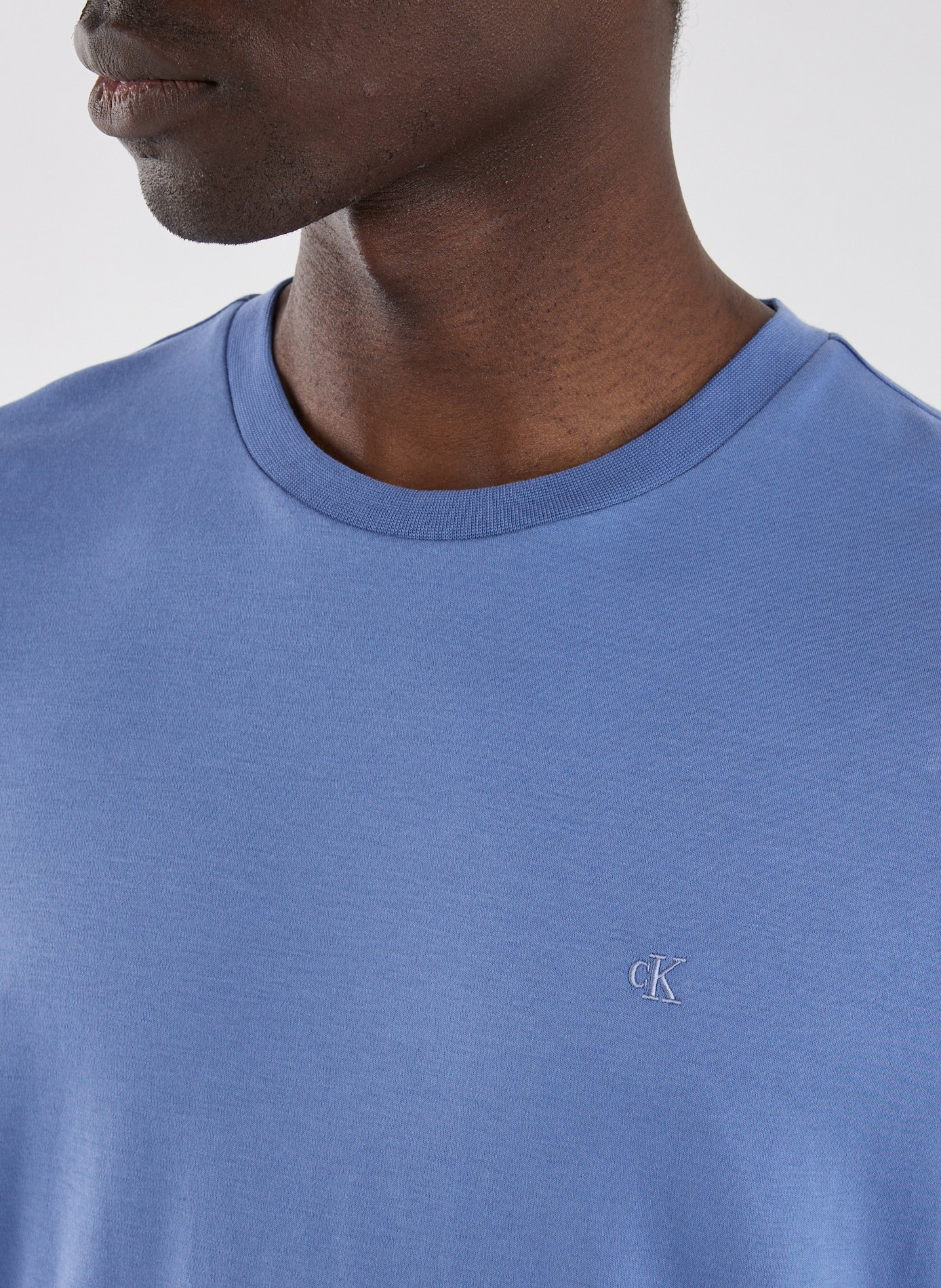 T-shirt col rond en coton CALVIN KLEIN Bleu