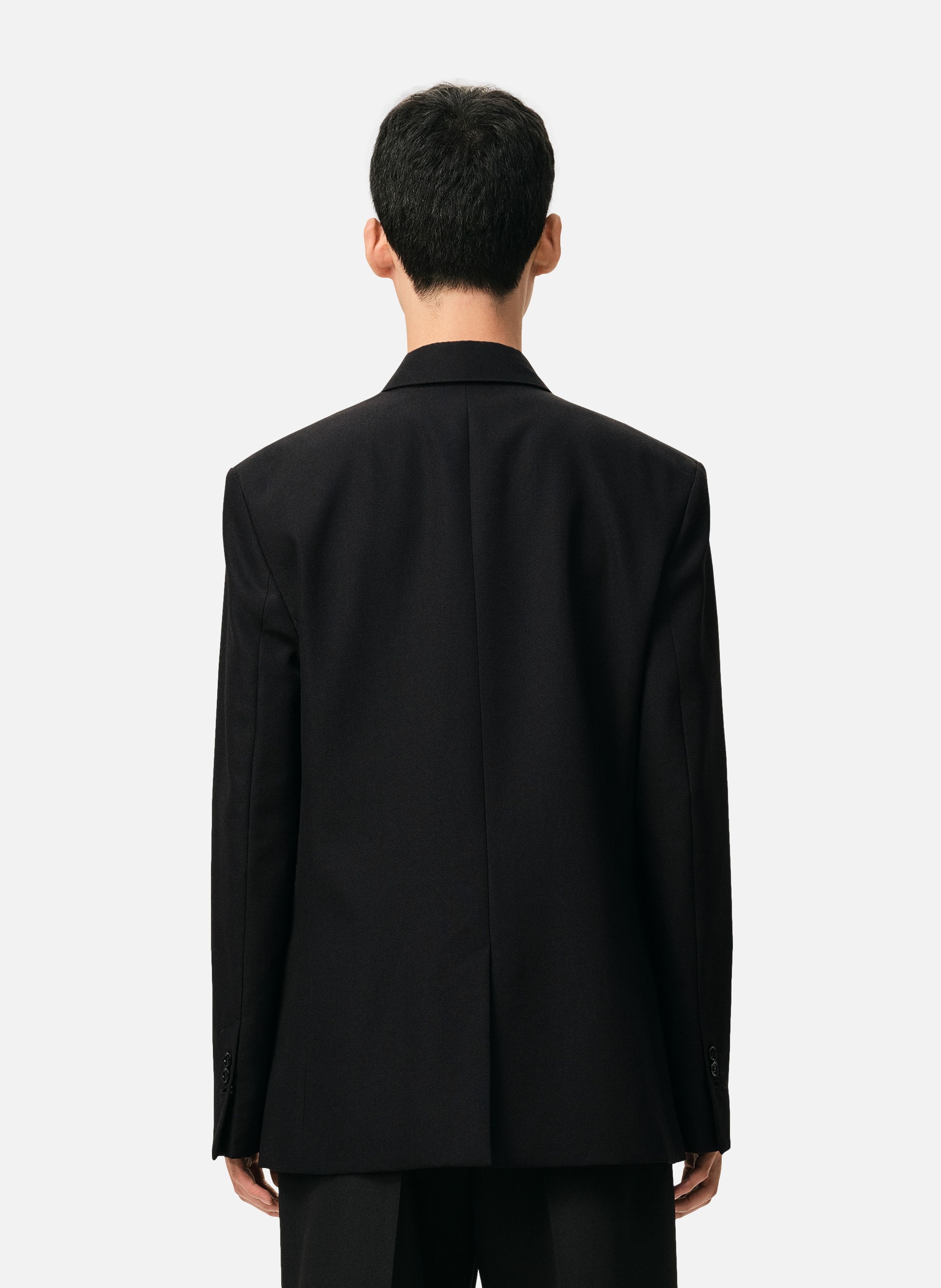 Veste droite simple boutonnage en laine vierge AMI PARIS Noir