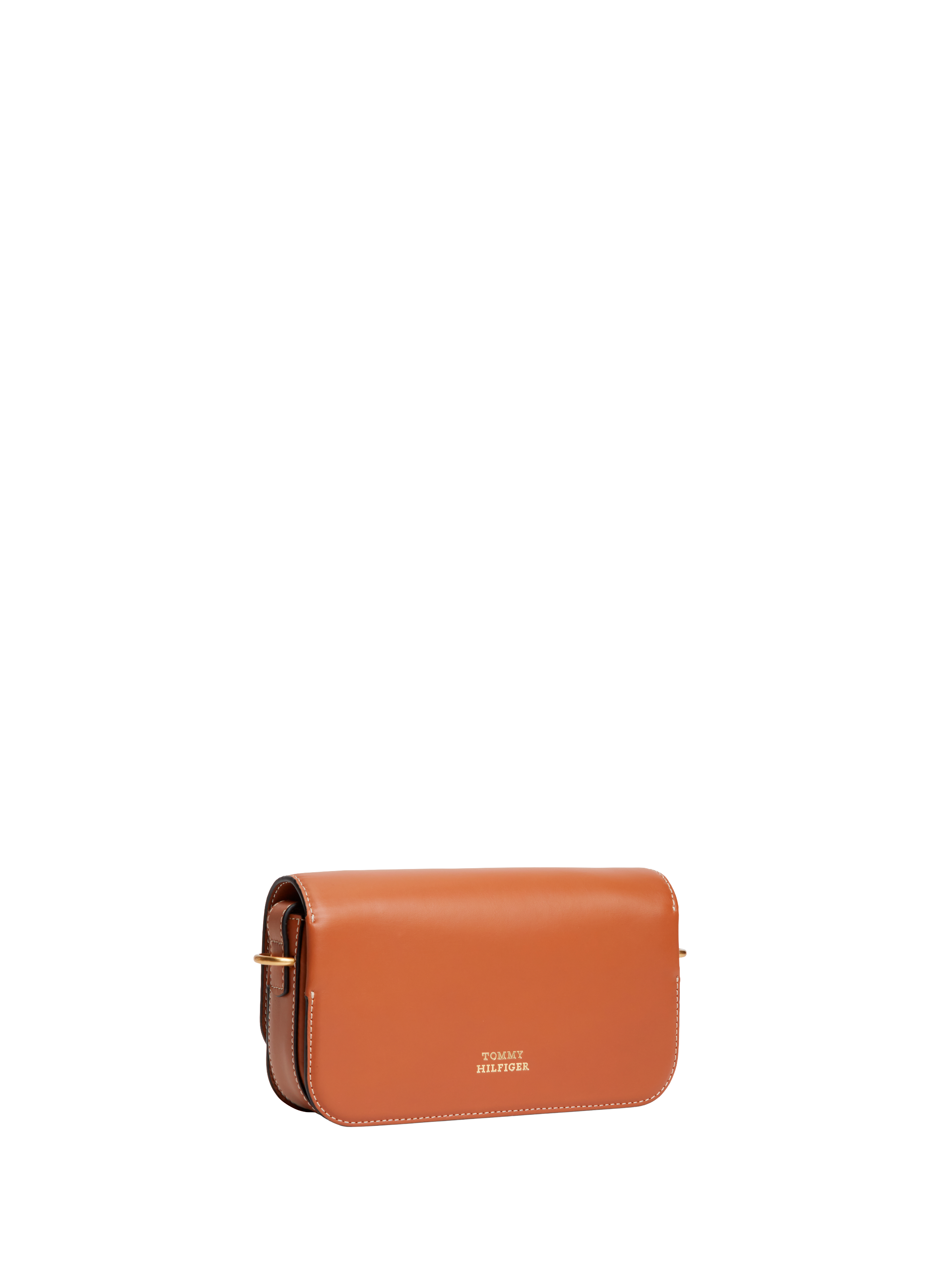 Logo leather shoulder bag TOMMY HILFIGER Brown