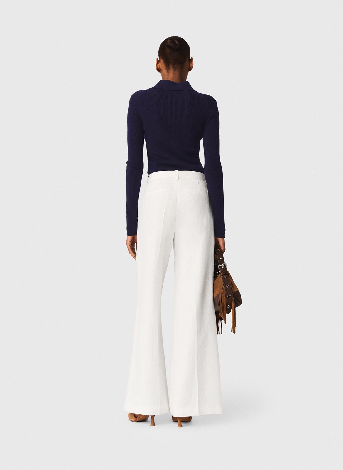 Pantalon large à rayures MAJE Blanc