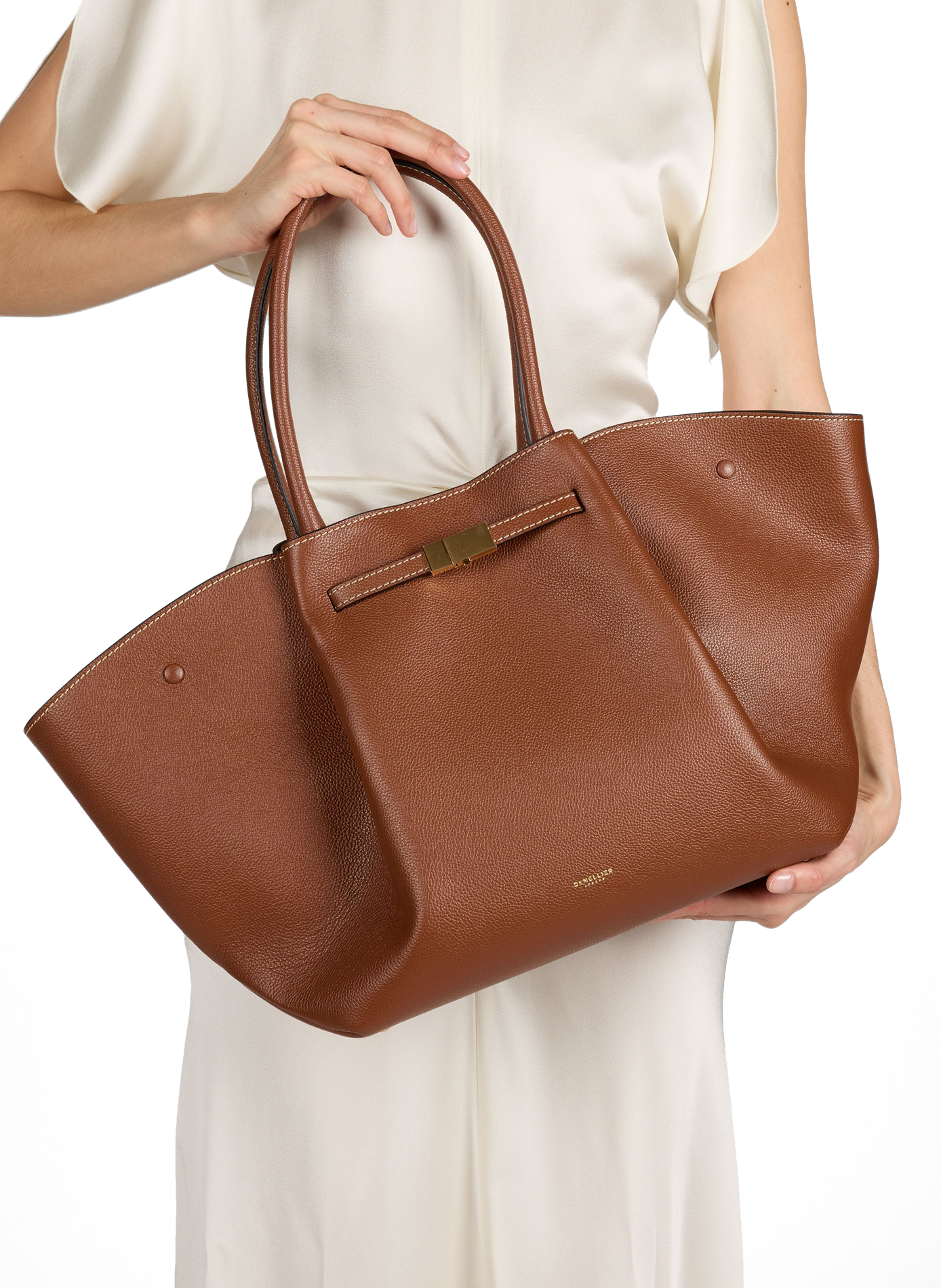 Striped leather handbag DEMELLIER LONDON Brown