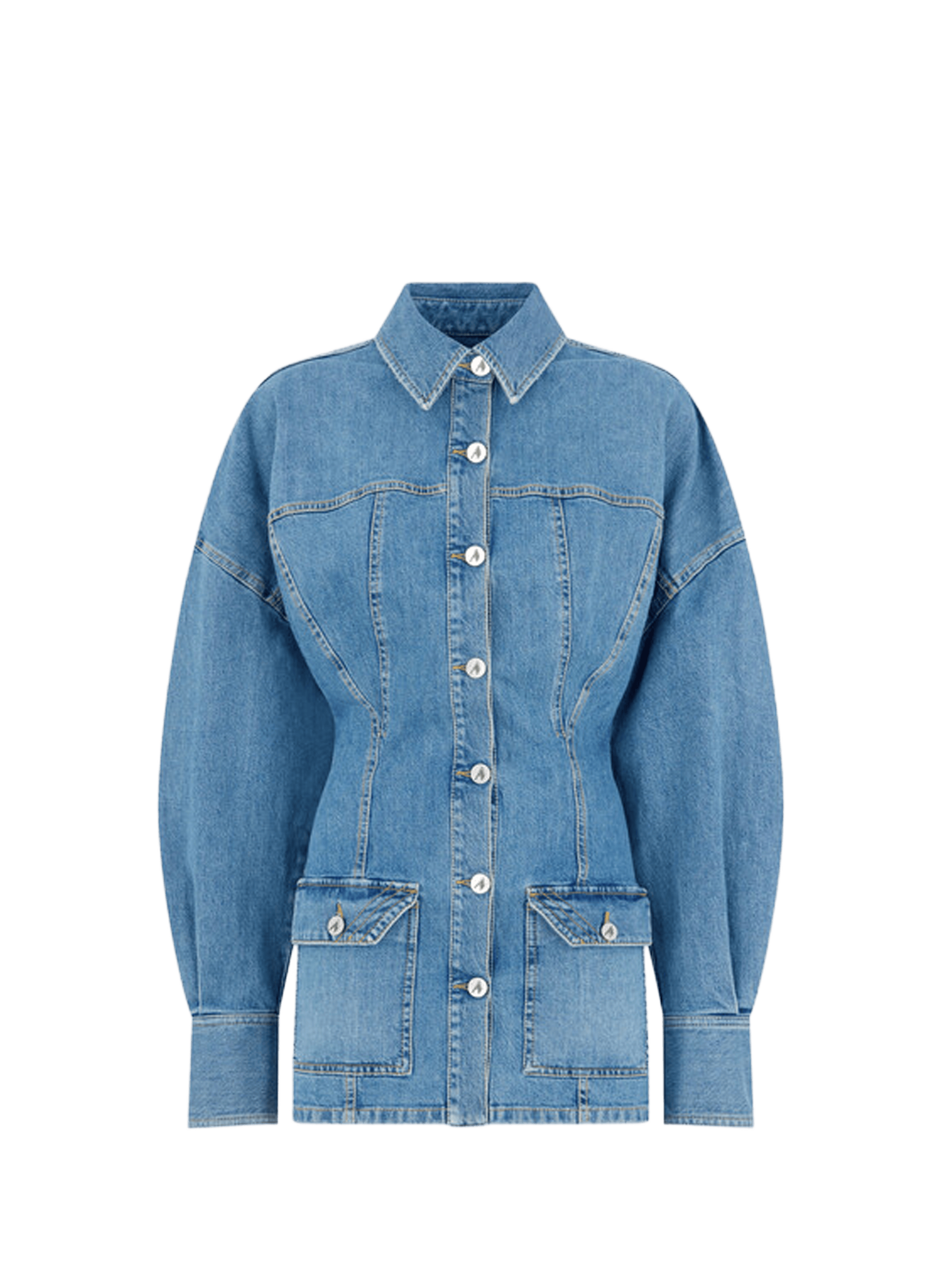 Robe courte cintrée en denim de coton mélangé THE ATTICO Bleu
