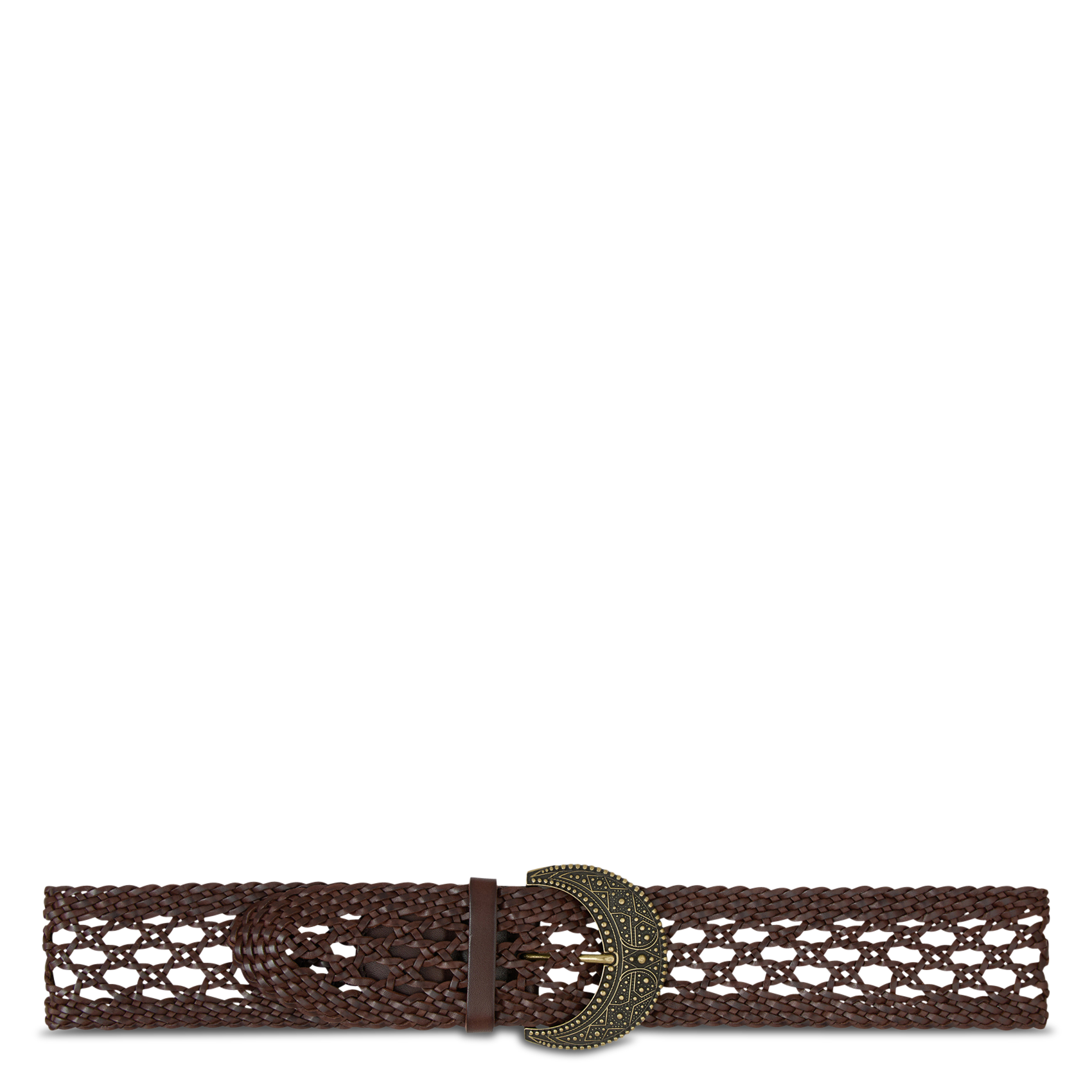 Ceinture tressée à boucle en cuir balmy BA&SH Marron