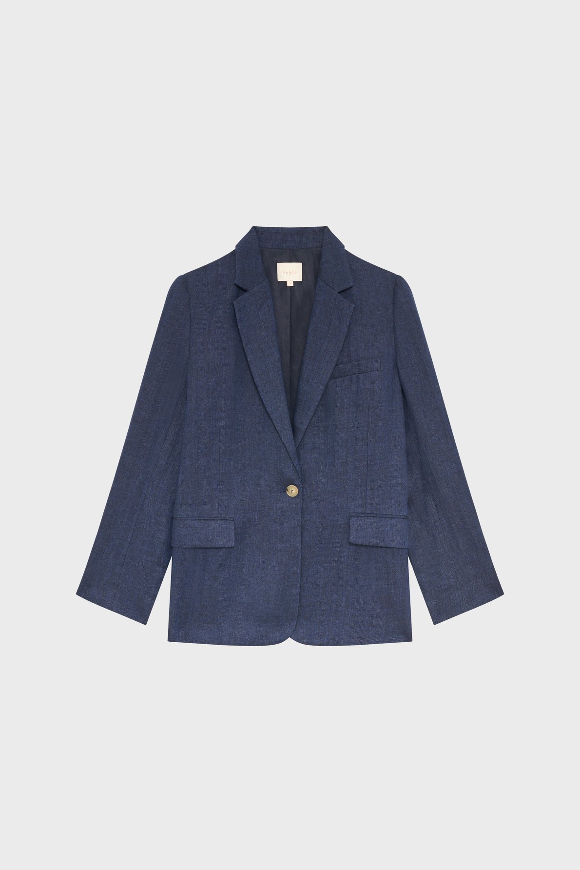 Veste de tailleur en lin à chevrons - mayssa PABLO Bleu