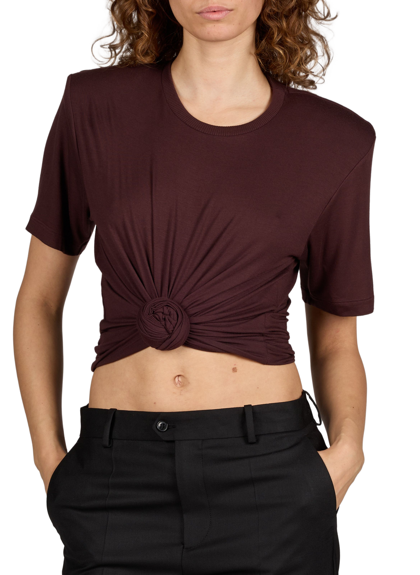 <p>T-shirt with front knot</p> MAGDA BUTRYM Brown