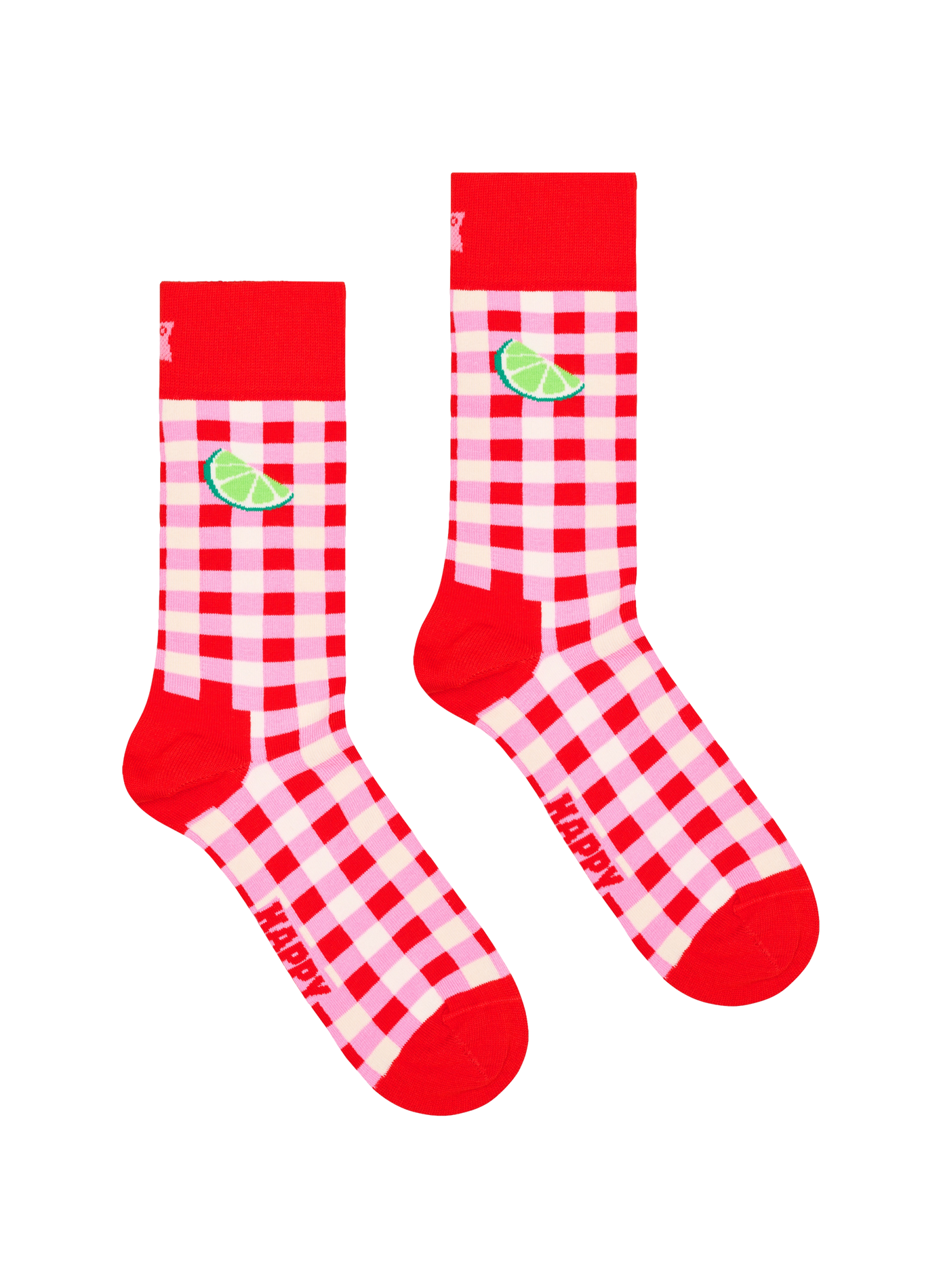 Chaussettes mi-hautes à carreaux en coton mélangé HAPPY SOCKS Rouge