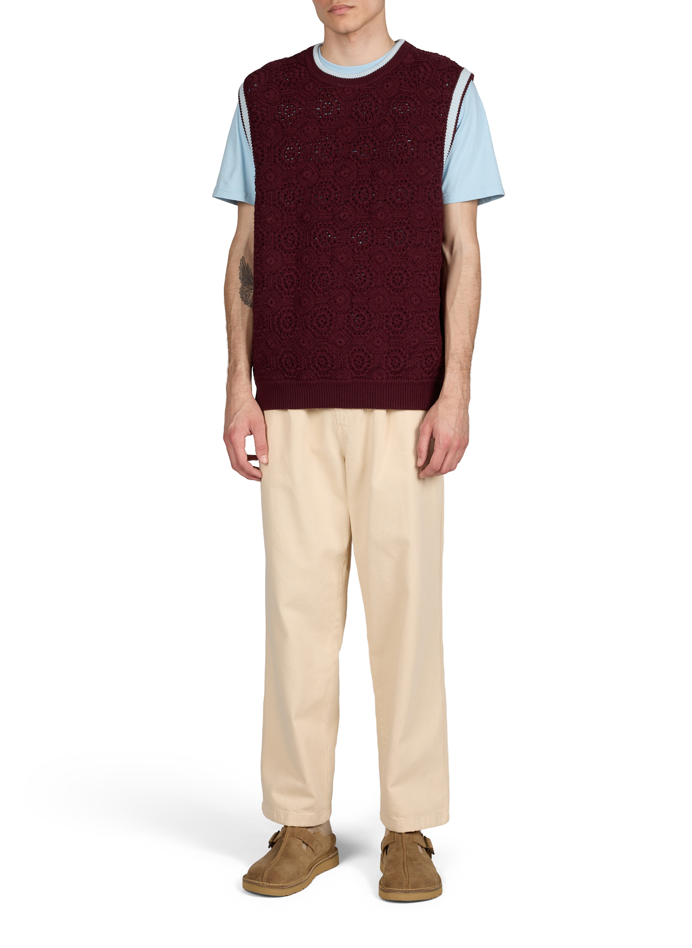 Sleeveless straight cotton knit sweater DROLE DE MONSIEUR Red