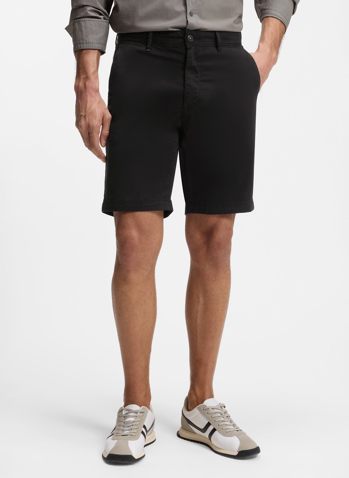 Short droit en coton mélangé BOSS Noir
