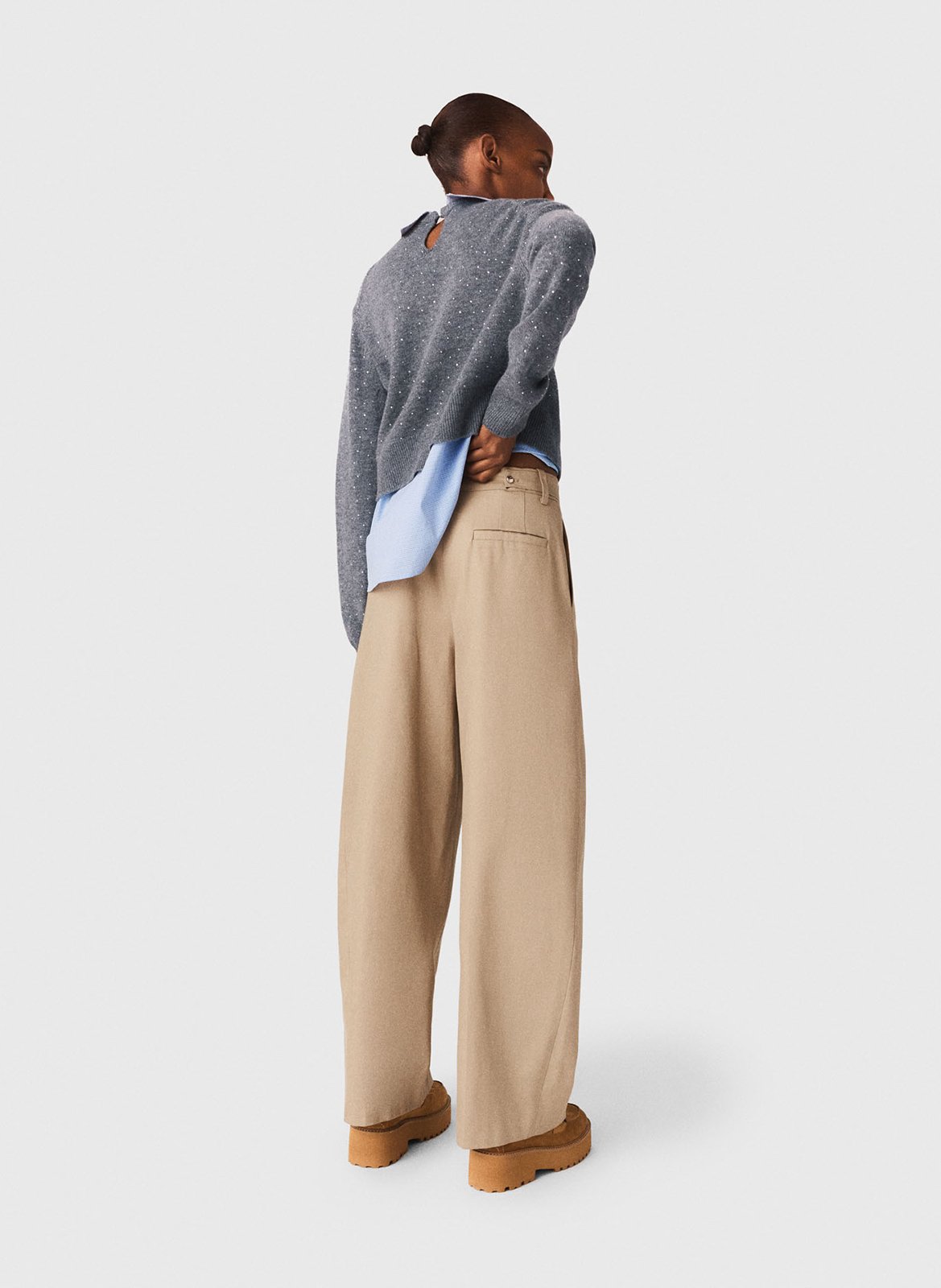 Pantalon large ballon en coton MAJE Beige