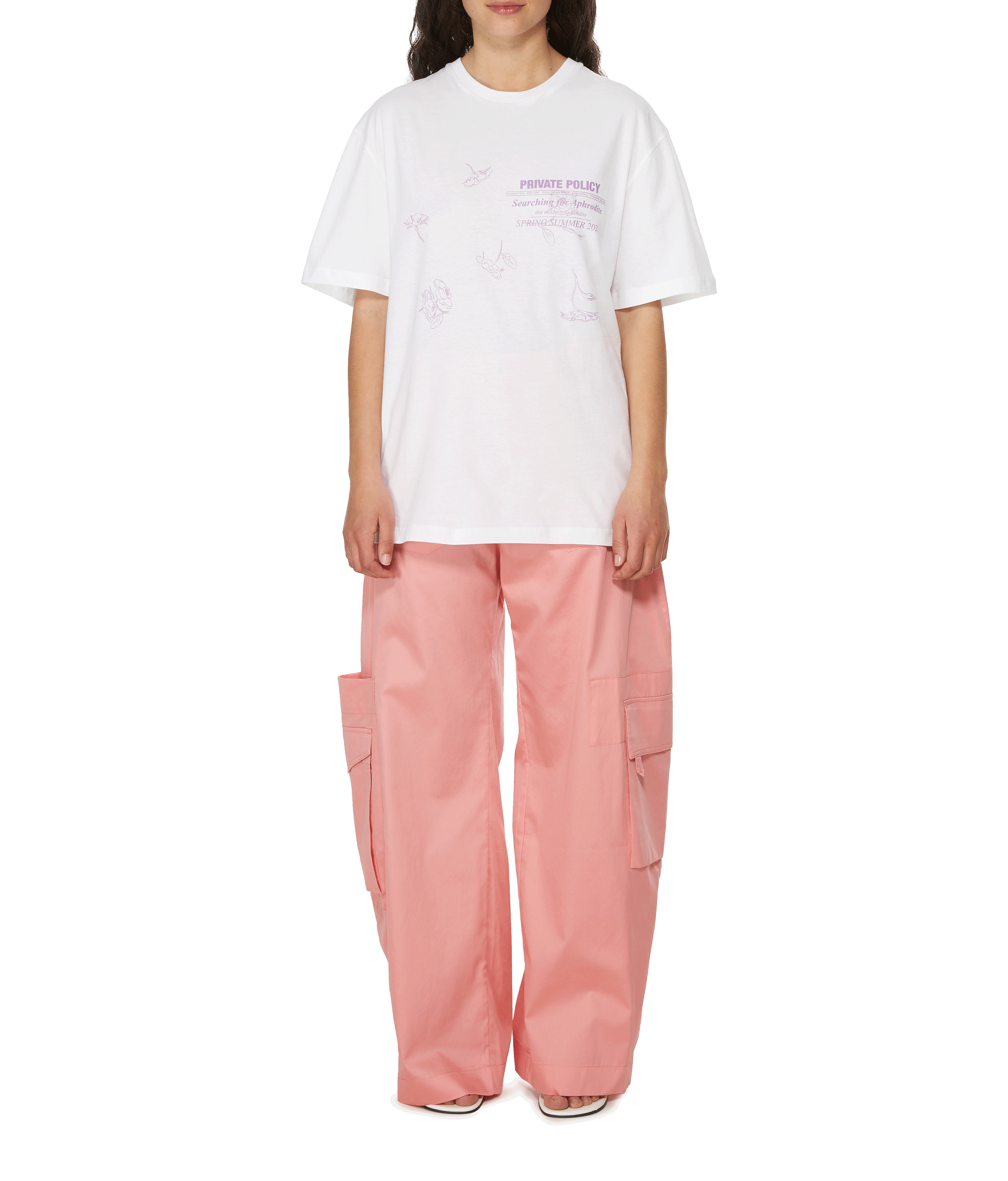 T-shirt Rose Logo PRIVATE POLICY Blanc