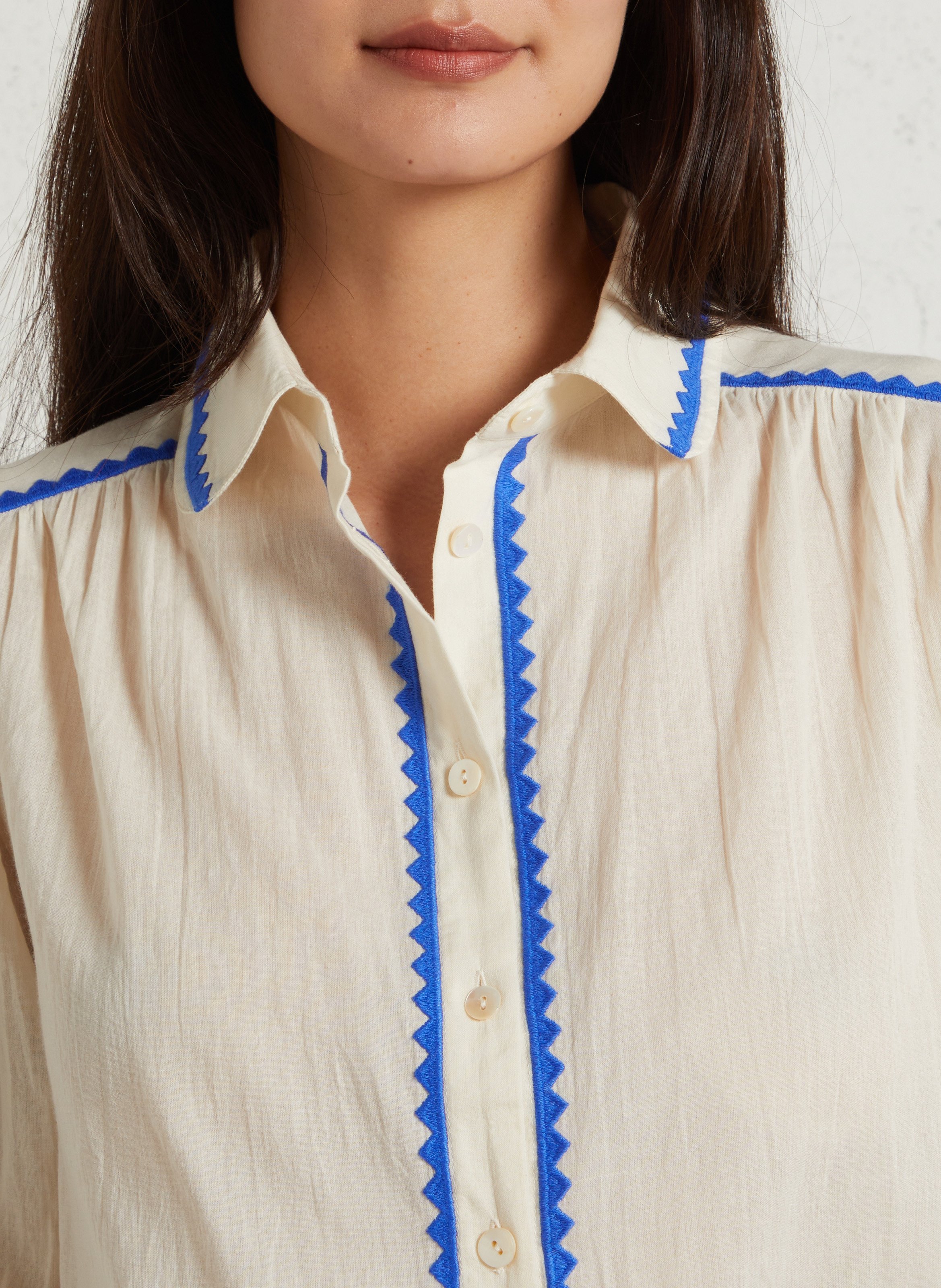 Chemise droite à broderie darius MAISON 123 Beige