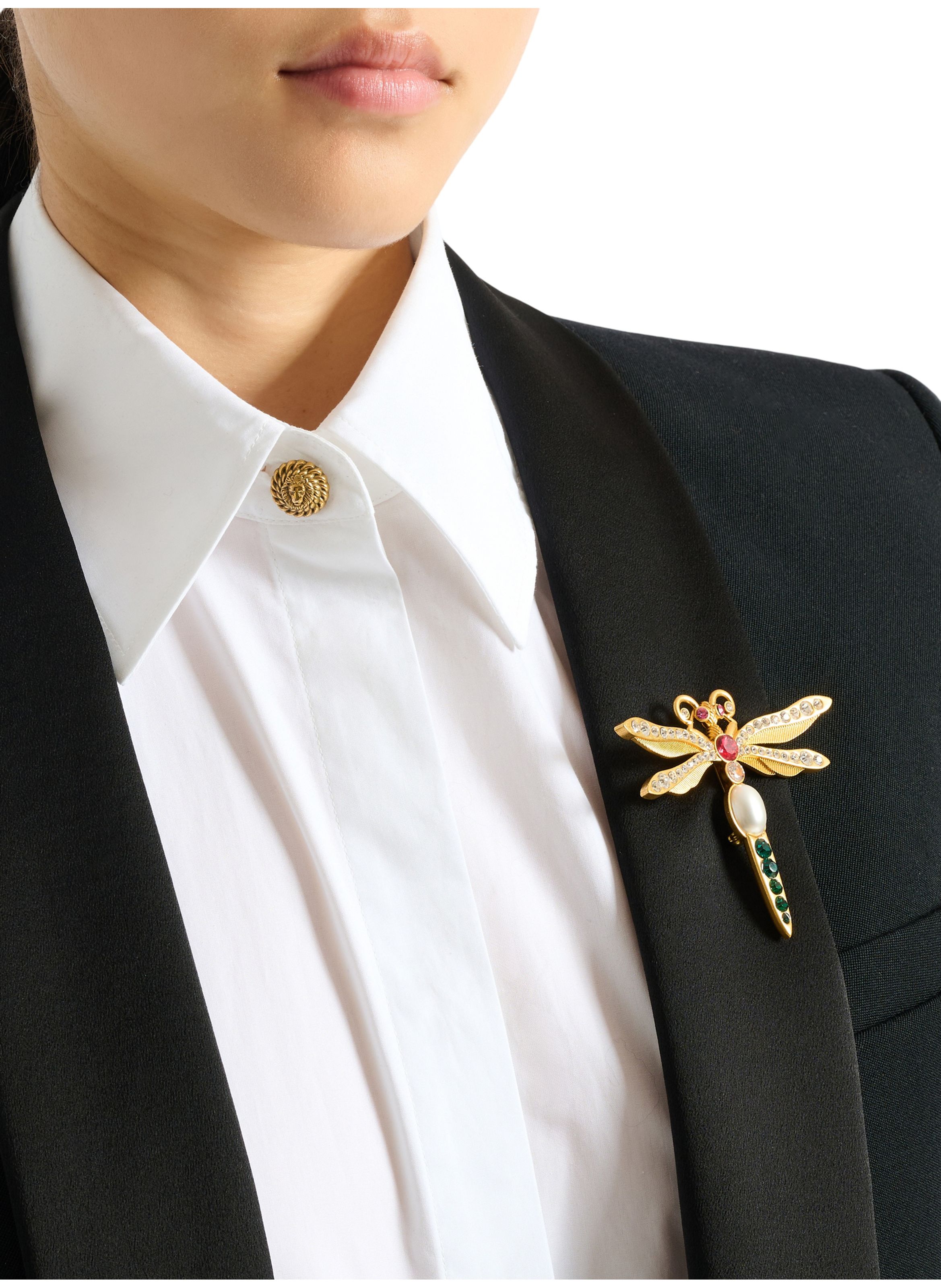 Broche insect en laiton et cristaux BALMAIN Multicolore