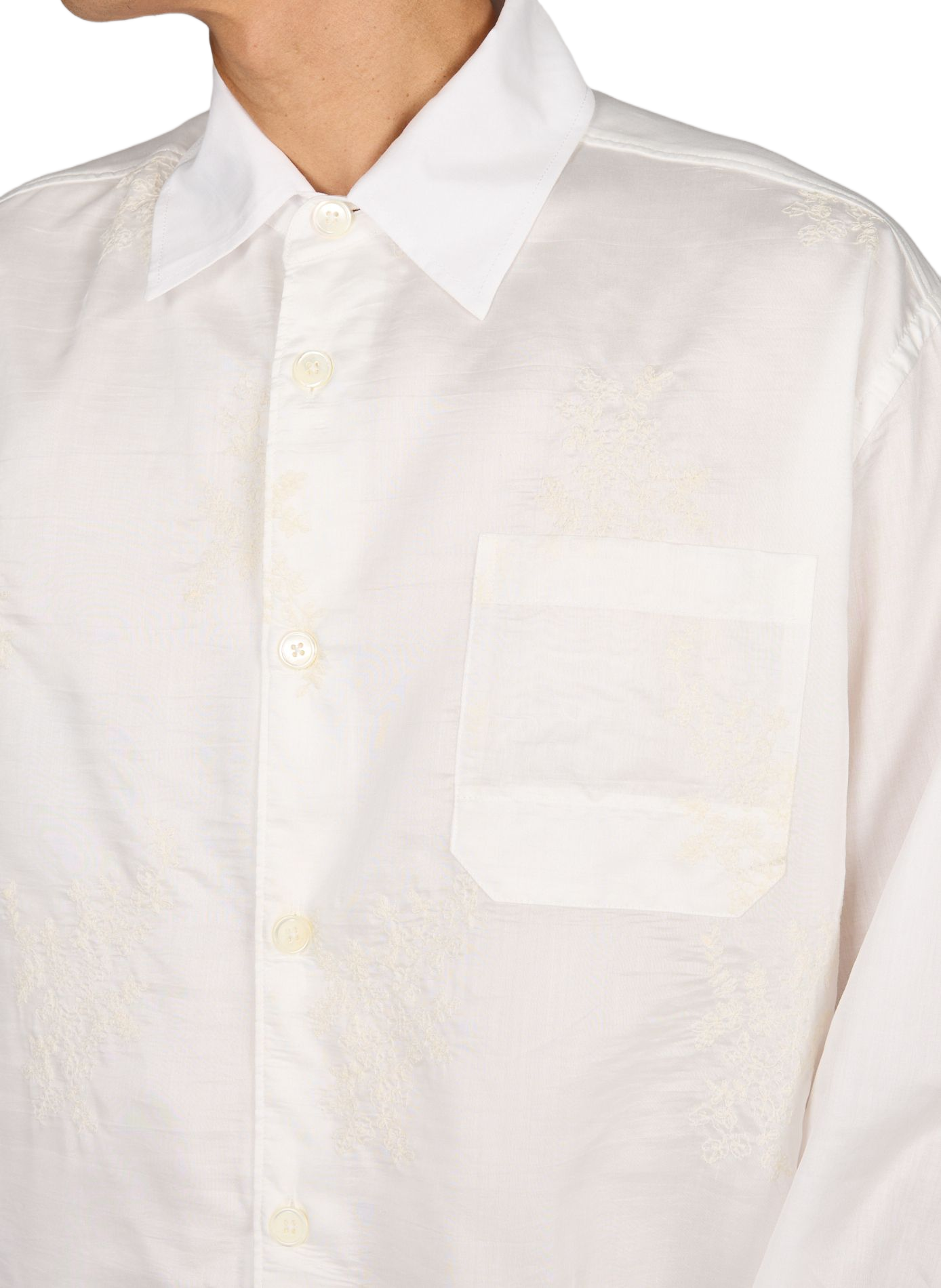 Chemise broderies fleurs en coton OUR LEGACY Blanc