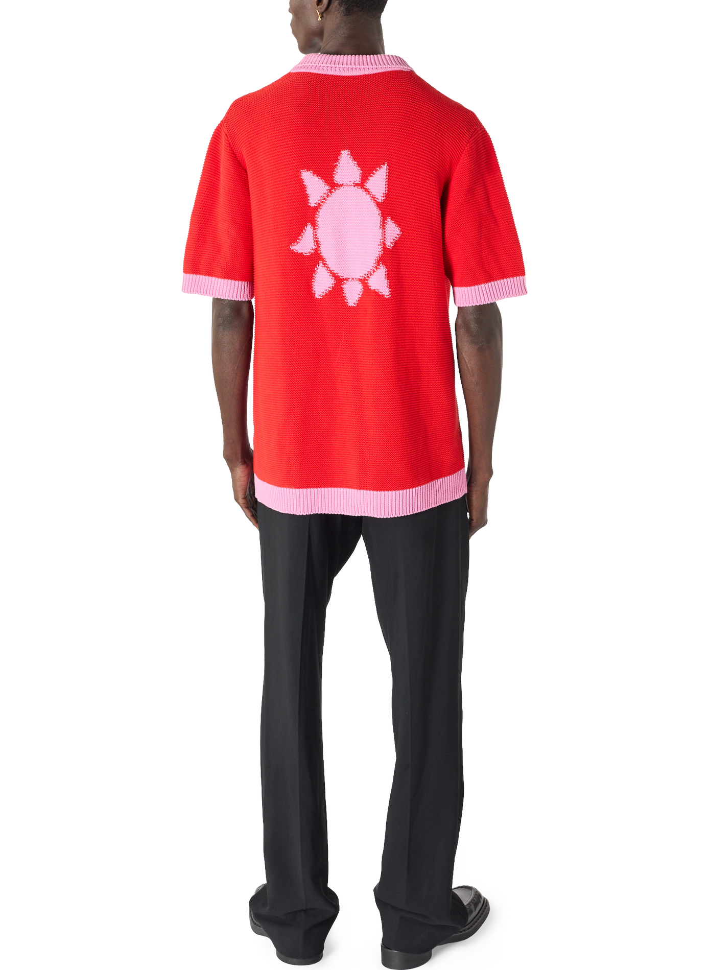Chemise en maille crochet moon contrastée unisexe MARINE SERRE Rouge