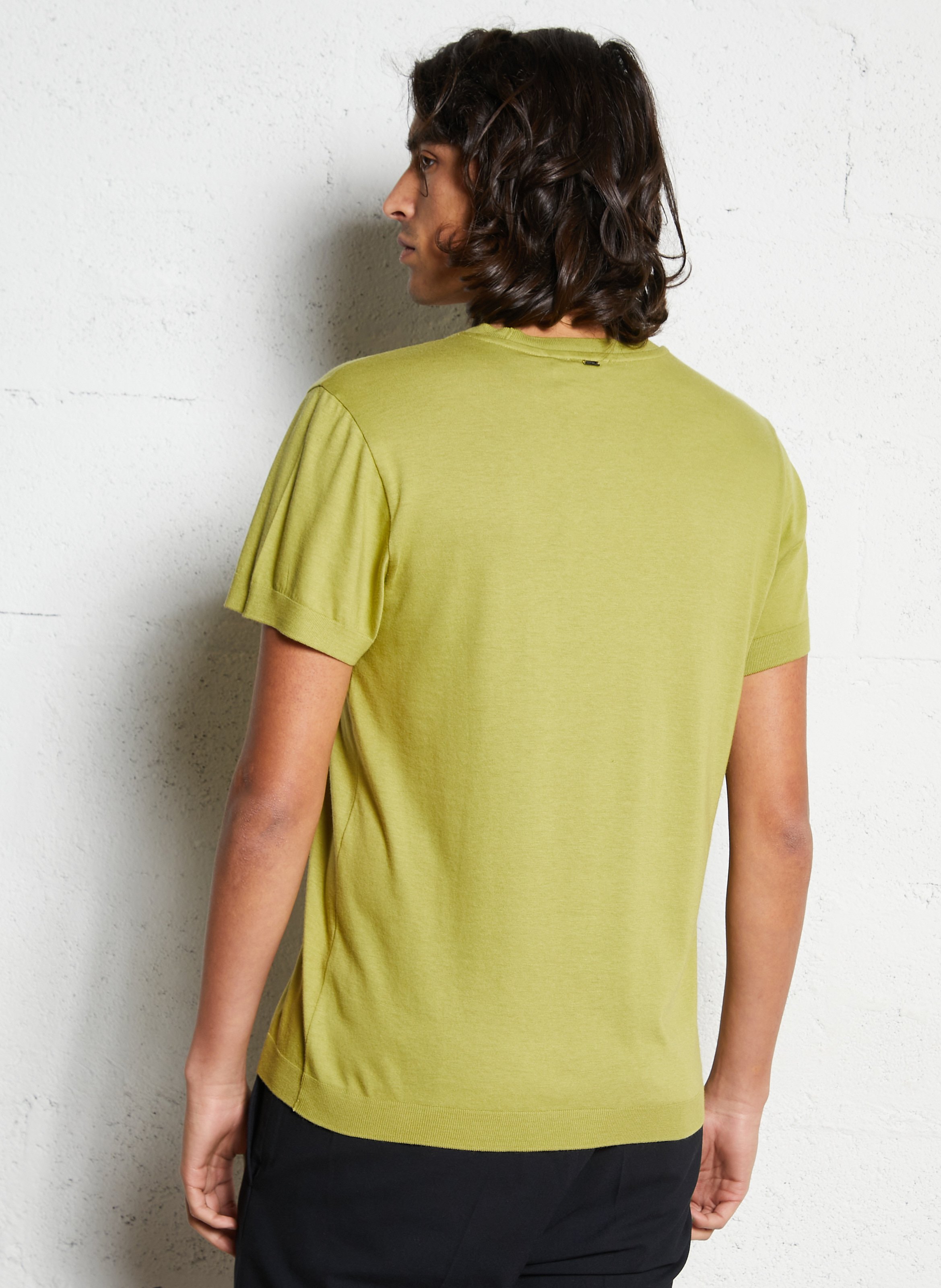 Tee-shirt droit col rond en coton mélangé IKKS Vert