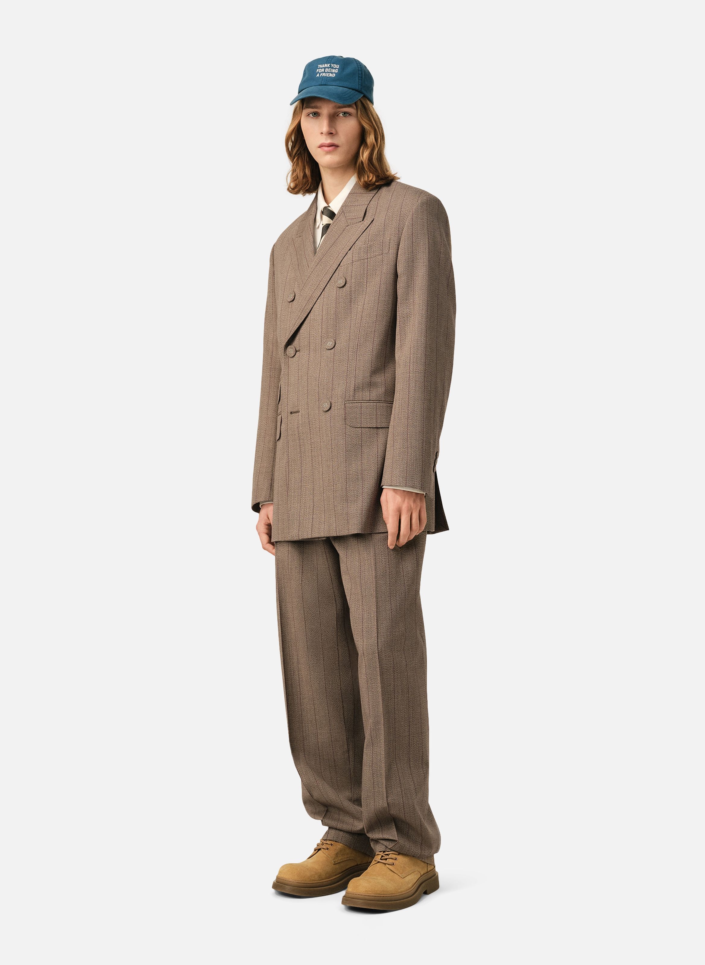 Veste rayée double boutonnage en laine AMI PARIS Marron