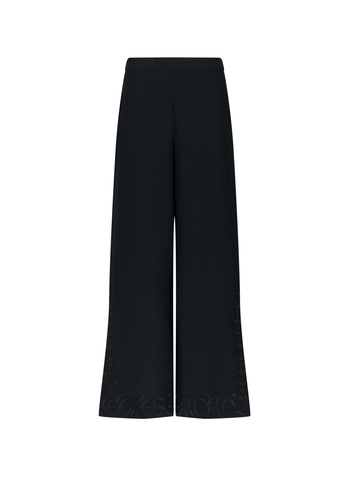 Pantalon large brodé en lin BY MALENE BIRGER Noir