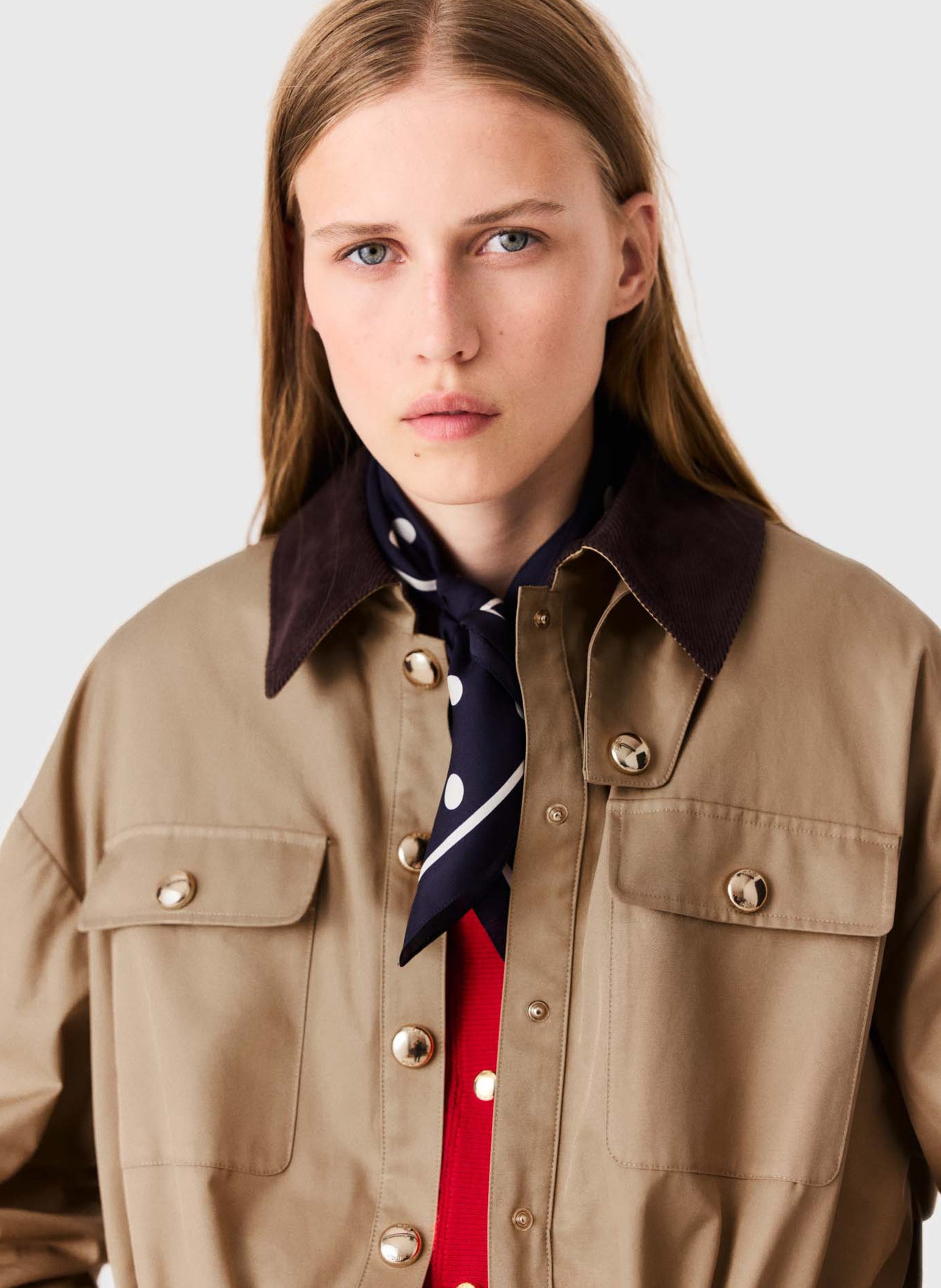 Veste col classique en coton mélangé MAJE Beige