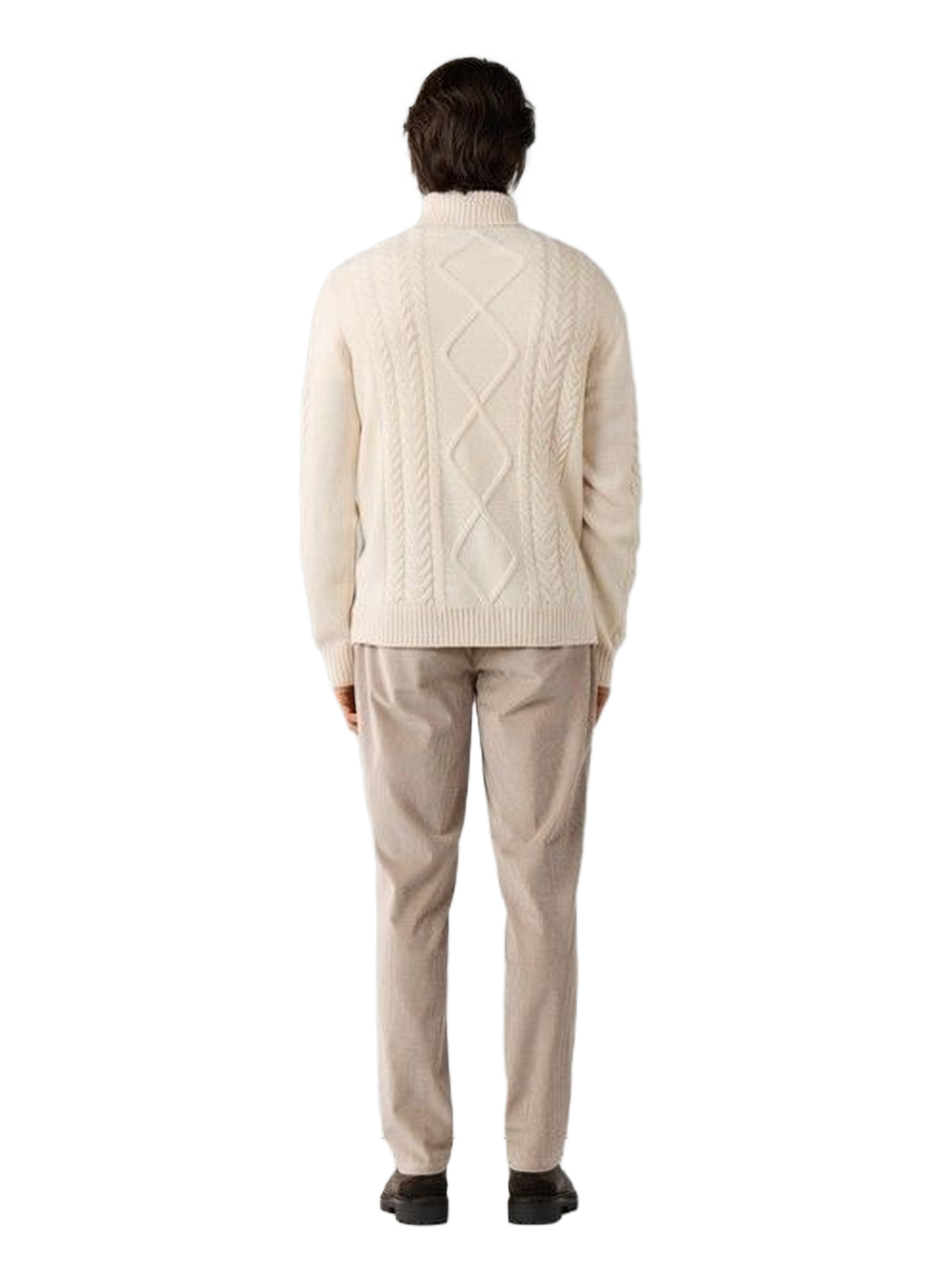 Pull col roulée en maille torsadée de laine et cachemire HACKETT Blanc