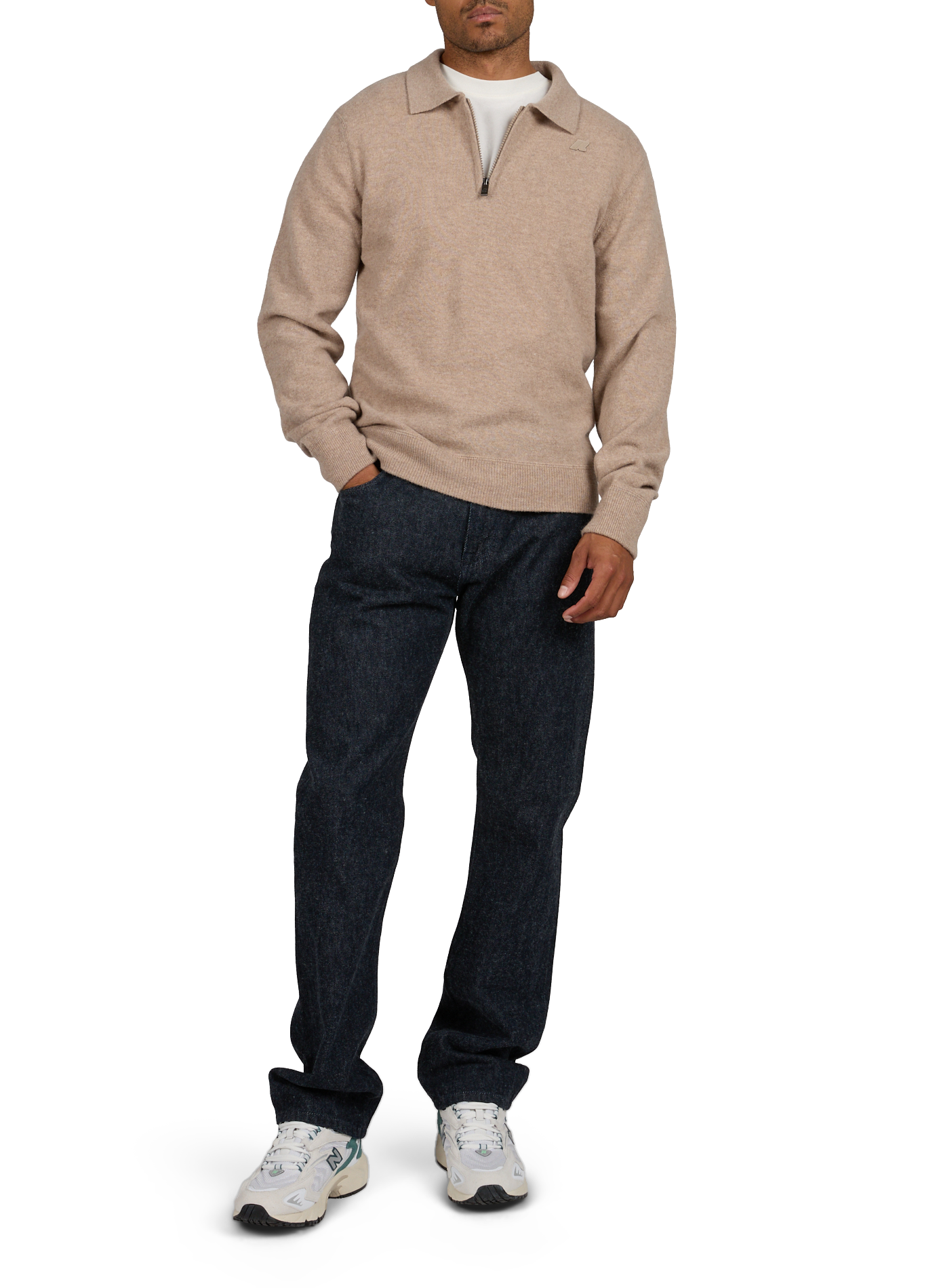 Polo with zippered wool collar K-WAY Beige