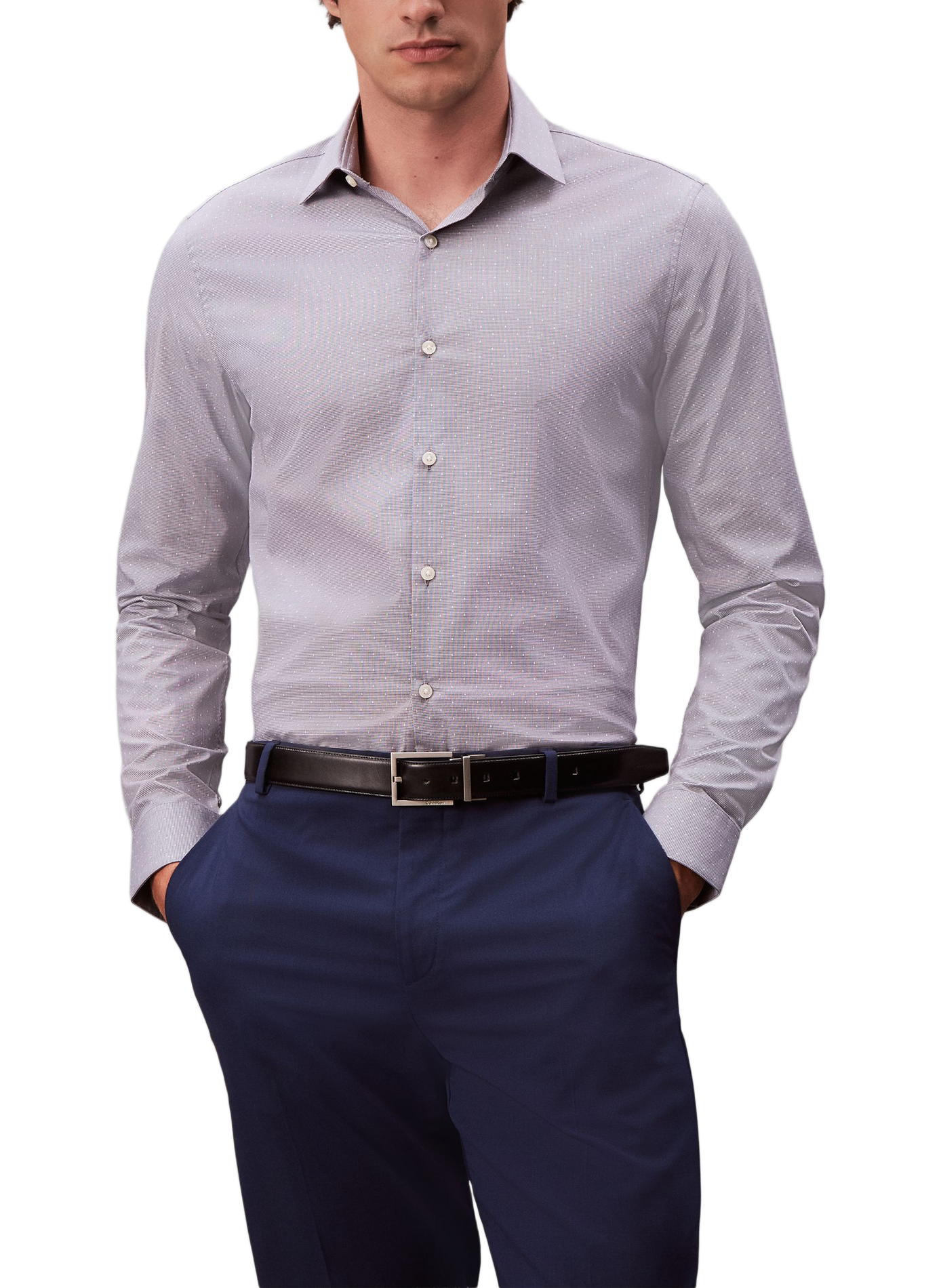 Slim fit shirt in mixed cotton blend CALVIN KLEIN Blue