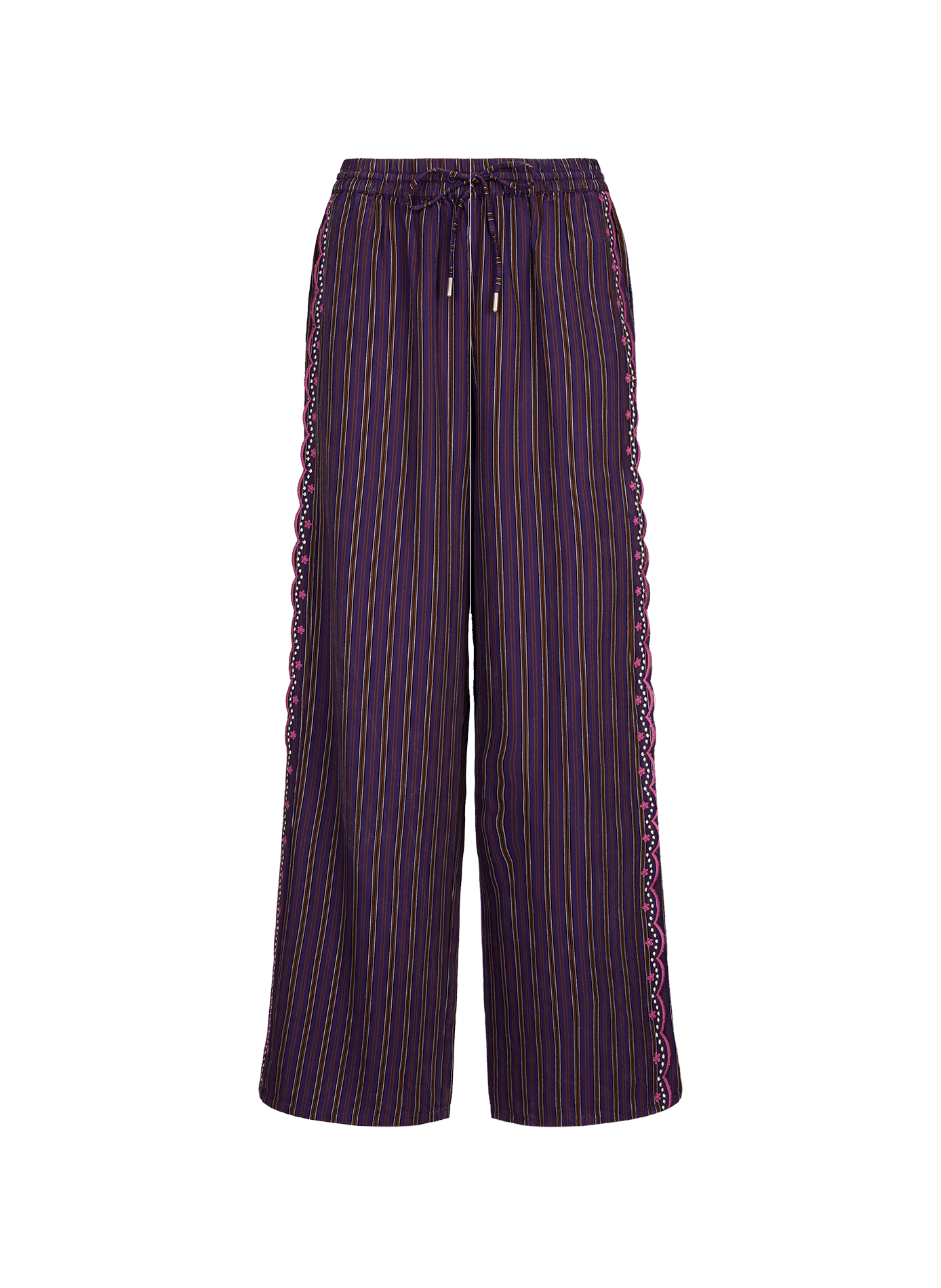 Breite hohe Taille gestreifte Hose LOUISE MISHA Violett