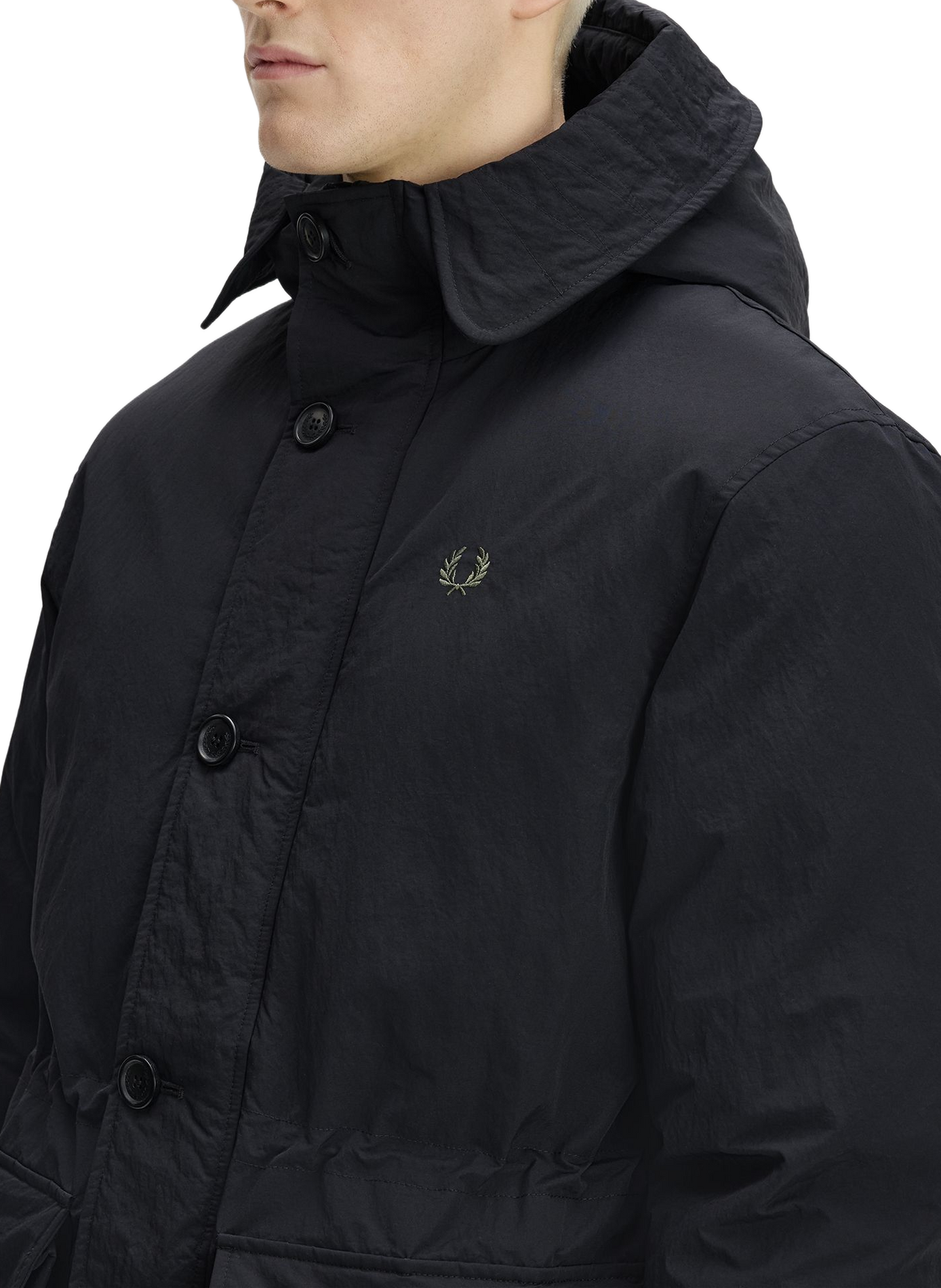 Blouson droit col montant à capuche FRED PERRY Noir