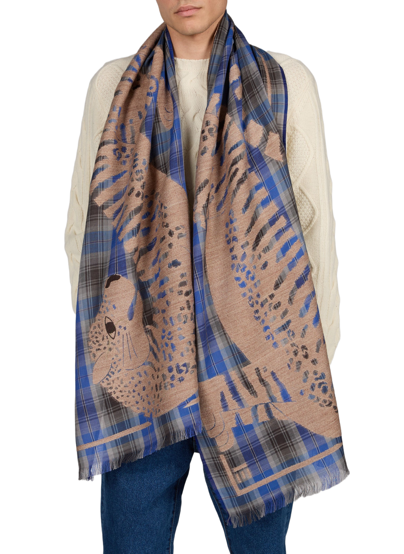 Checked print scarf INOUI EDITIONS Blue