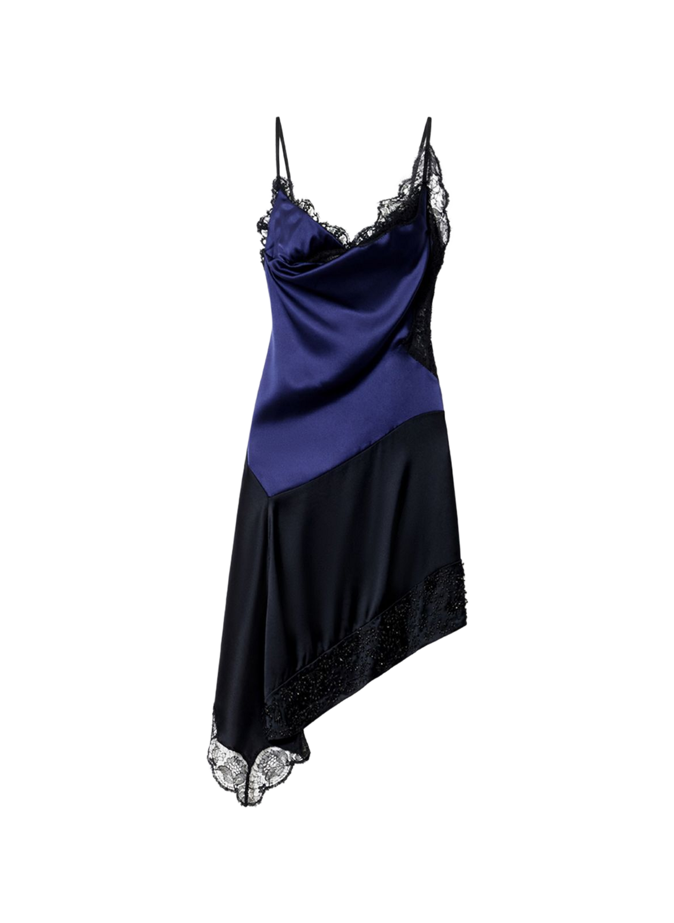 ANAZIA-jurk van gemengde zijdesatijn met kant ISABEL MARANT Blauw