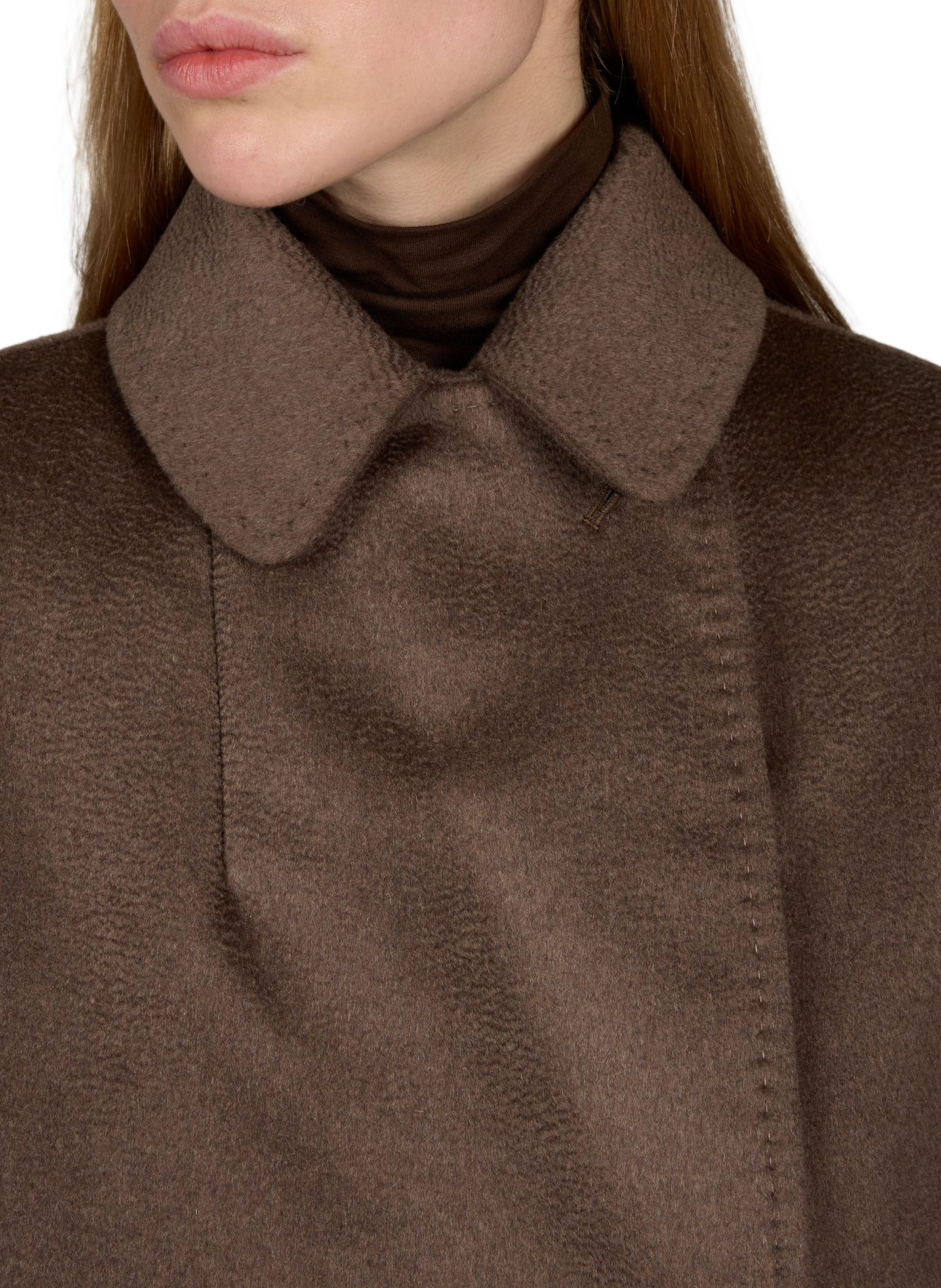 Long belted virgin wool coat MAX MARA WEEK END Brown