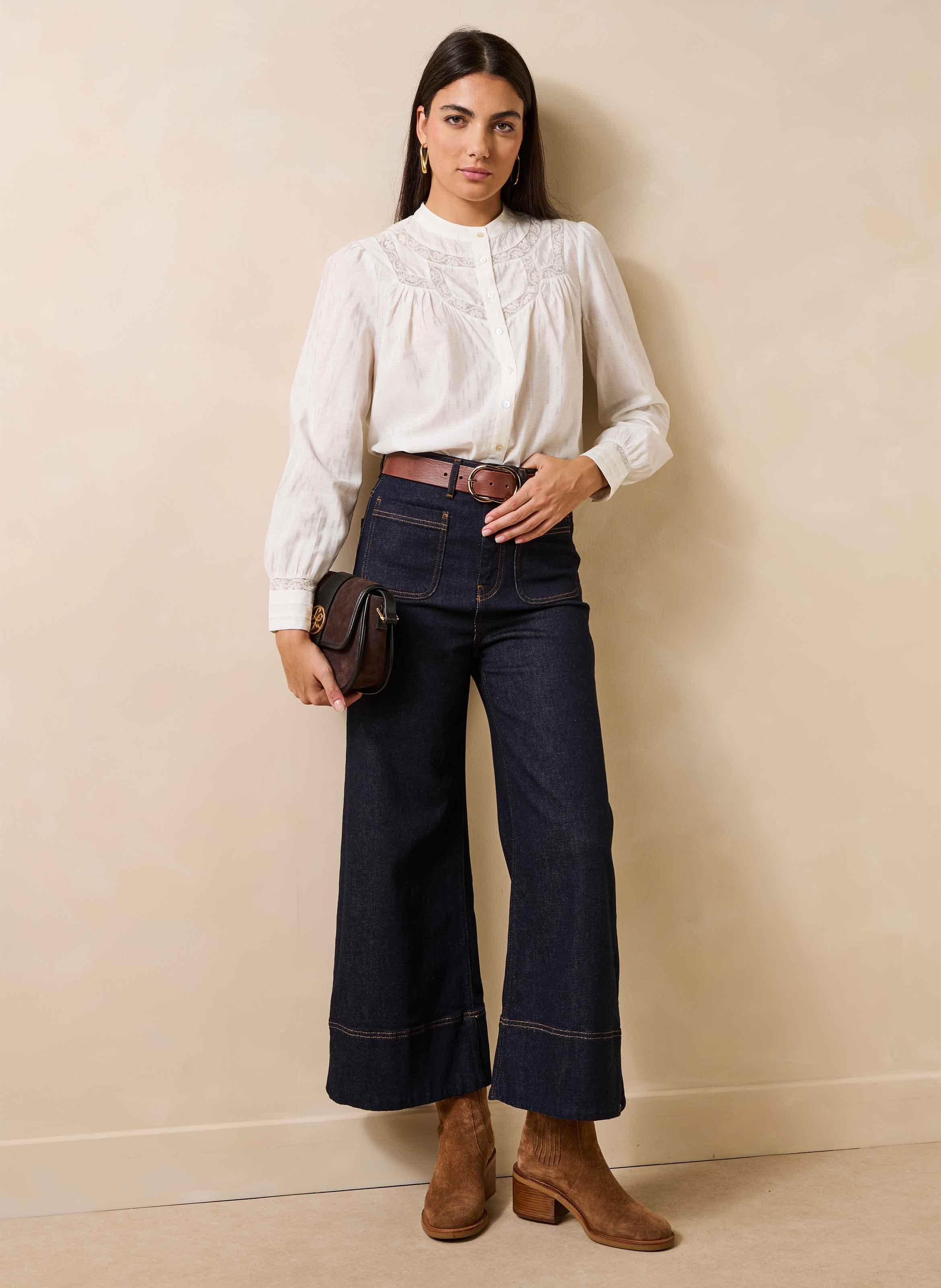 Blouse met ronde hals LA FEE MARABOUTEE Wit
