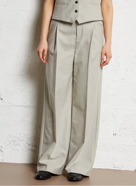 Pantalon droit large rayures lurex Gris by IKKS IKKS Pantalon droit large rayures lurex Gris