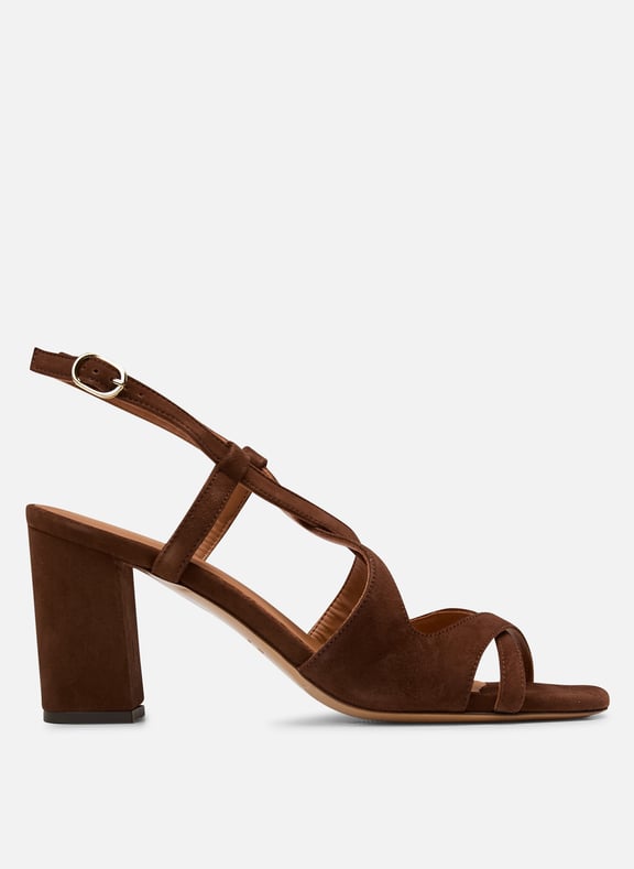 Sandales à talon en cuir velours n953 Marron by RIVECOUR RIVECOUR Sandales à talon en cuir velours n953 Marron