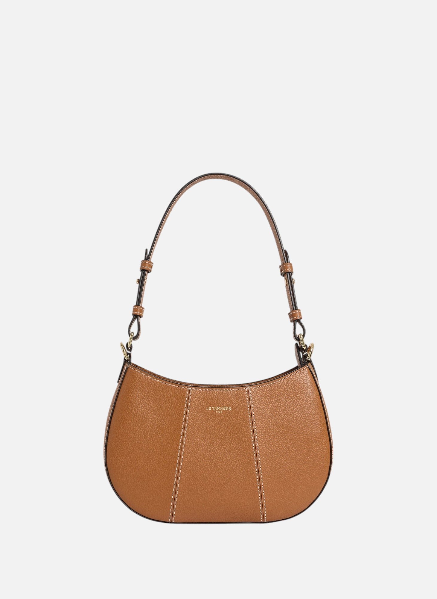 Petit sac demi-lune juliette en cuir grainé LE TANNEUR Marron