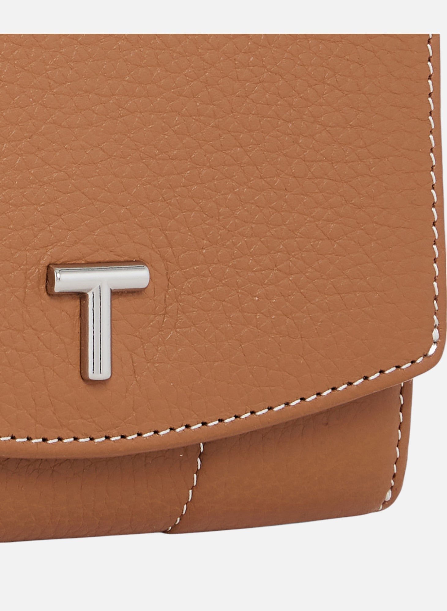 Porte monnaie à rabat romy en cuir grainé LE TANNEUR Marron